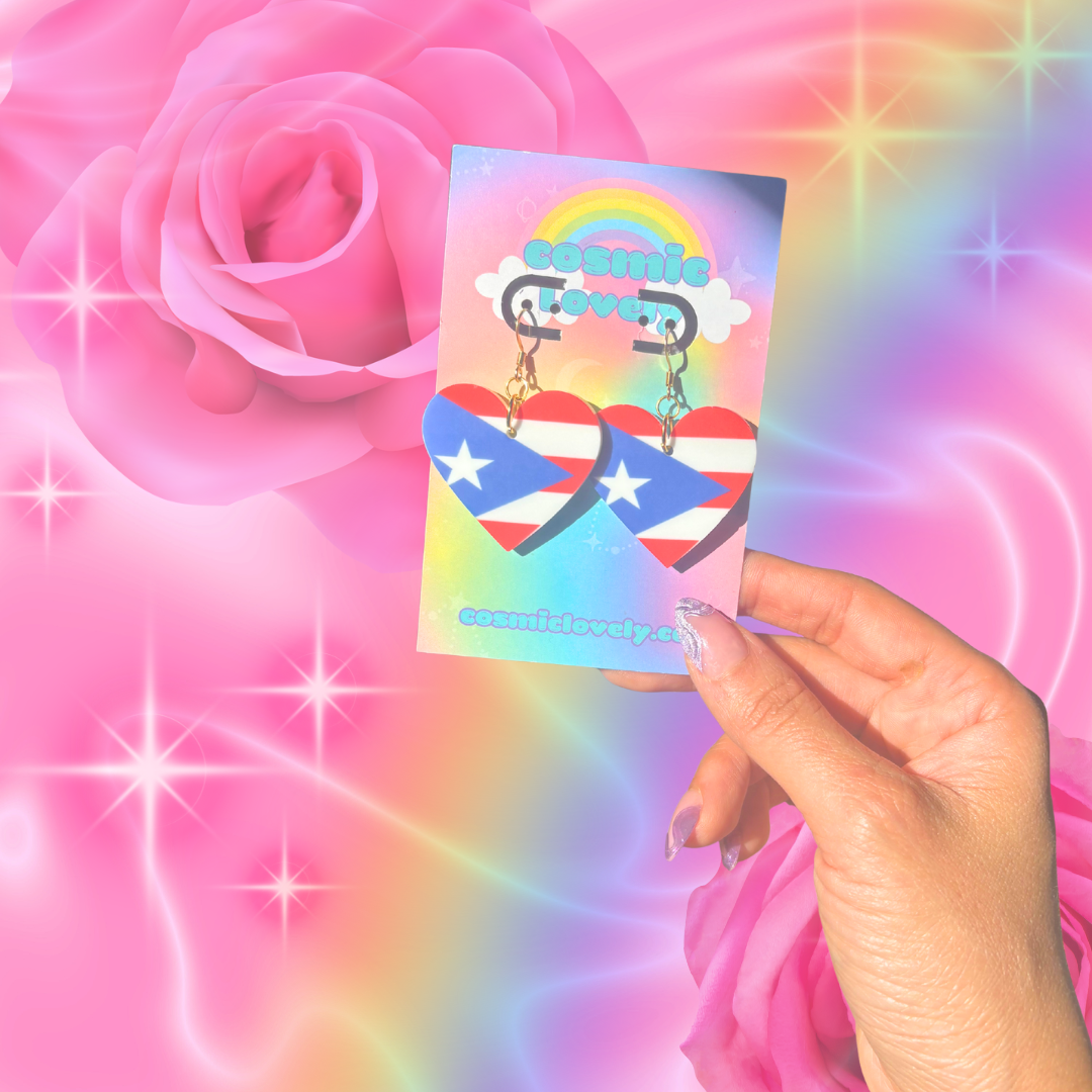 Customizable Heart Flag Earrings