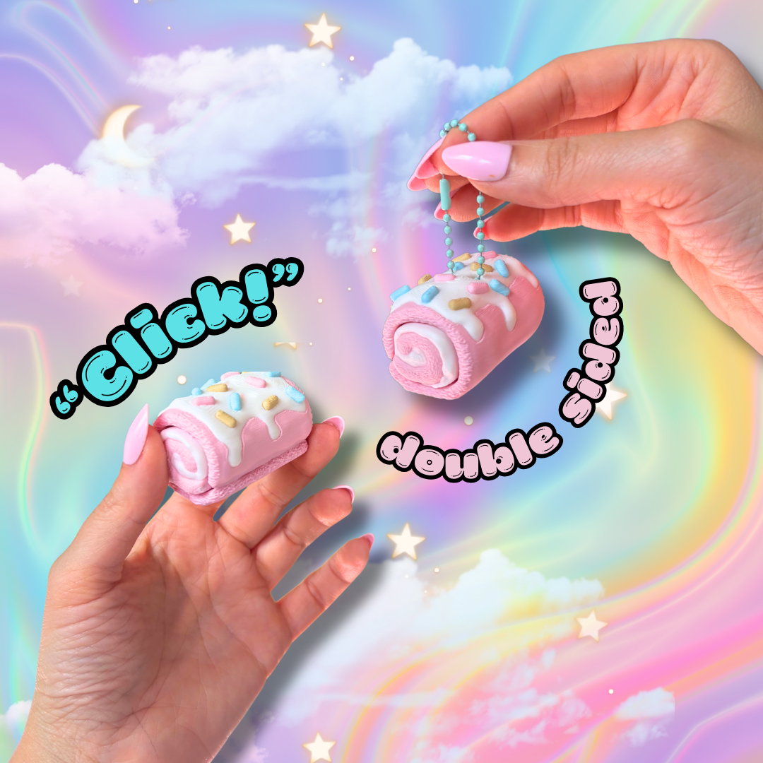 Sweet Treat Kawaii Strawberry Cake Roll Fidget Clicker : Satisfying Fidget Toys