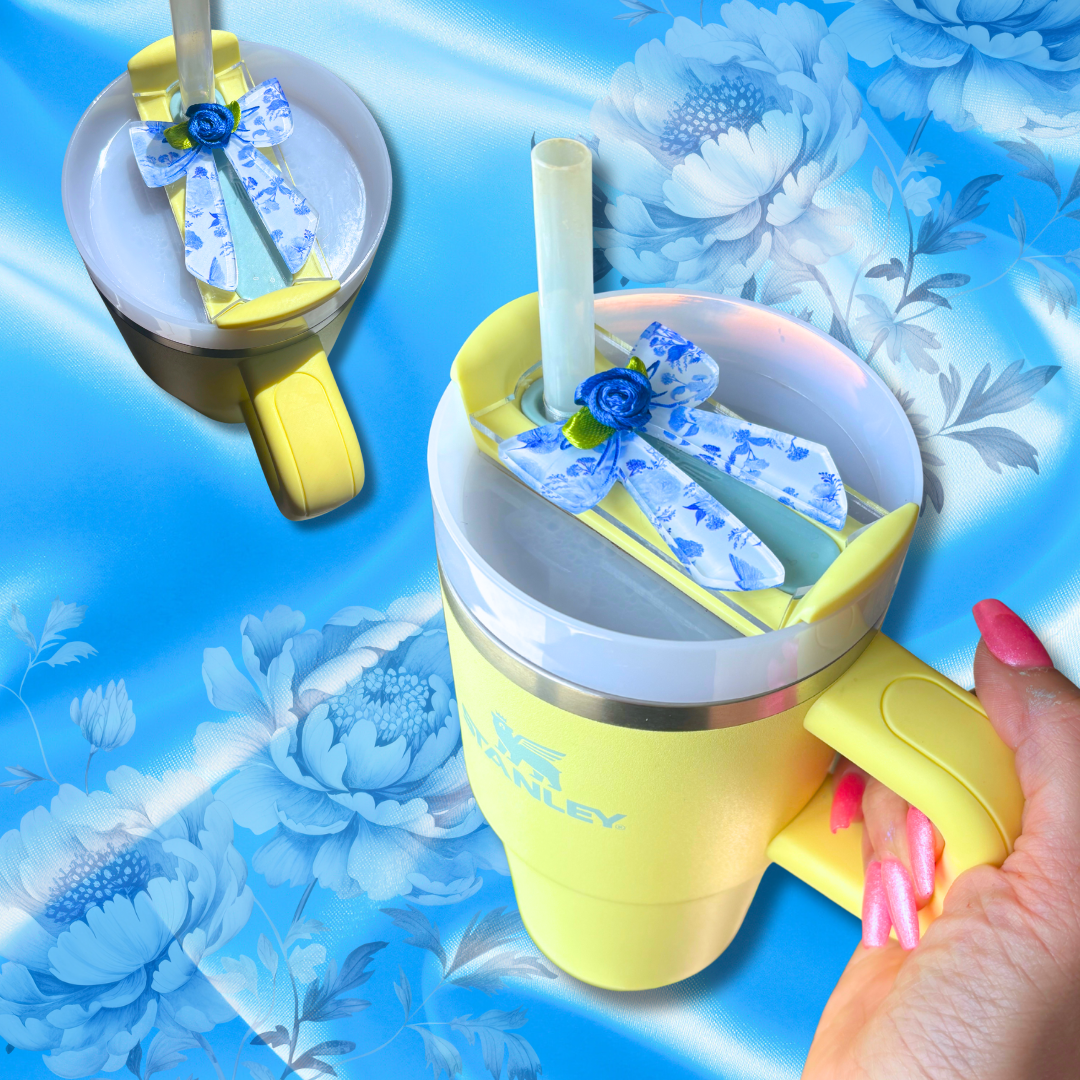 Coquette Chinoiserie Rose Bow Tumbler H2.0 Cup Topper 40oz | 30oz | 20 oz | 14oz Tumbler Cup Accessories