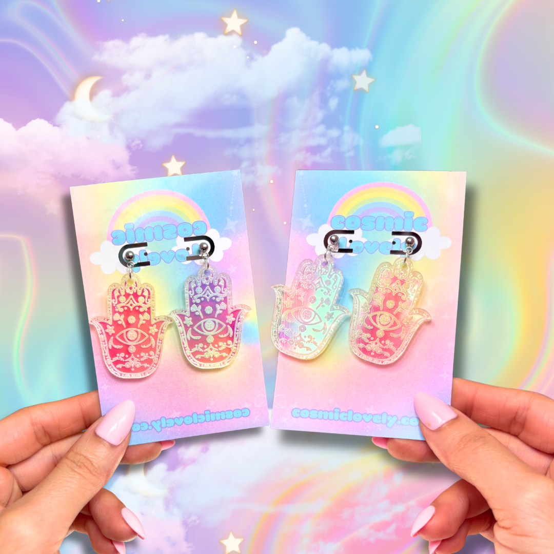 Iridescent Hamsa Earrings