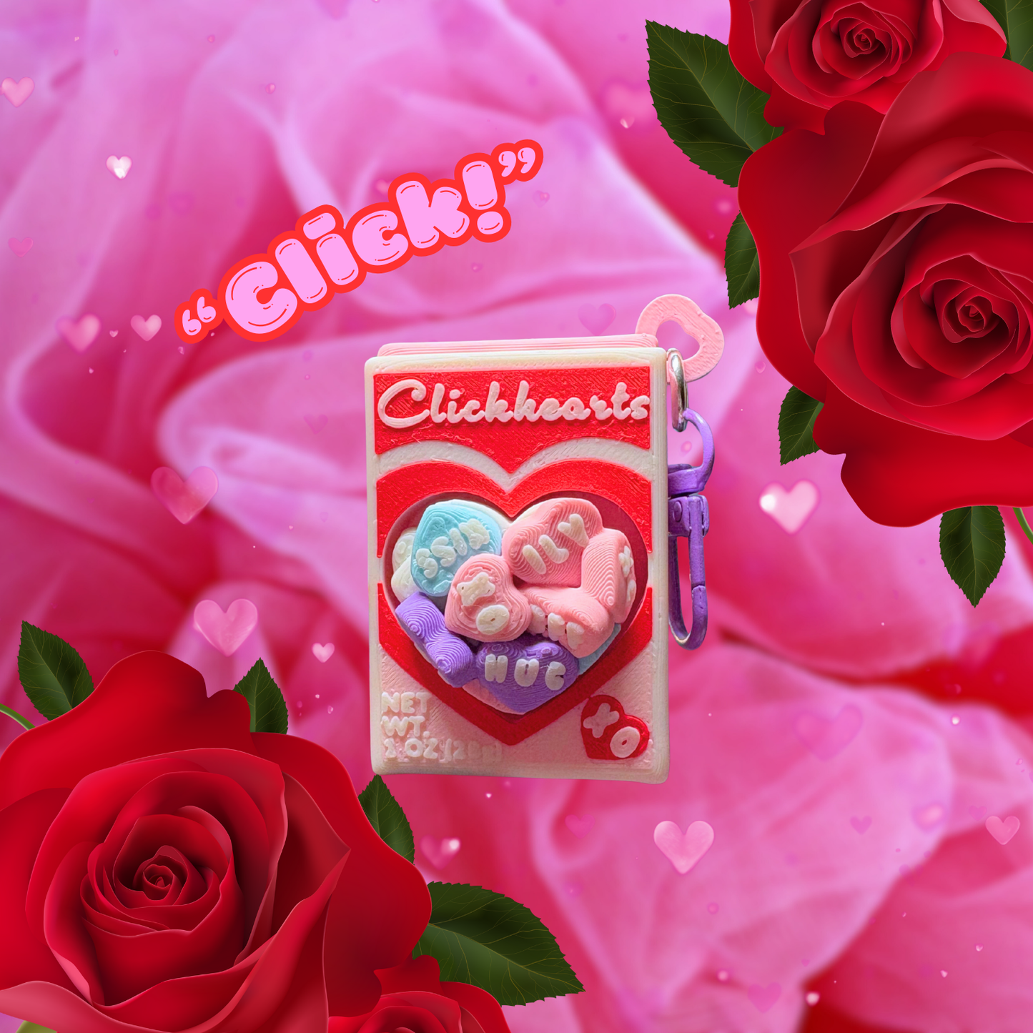 Valentine's Day Candy Hearts Fidget Clicker Keychain : Satisfying Fidget Toys Bag Charm