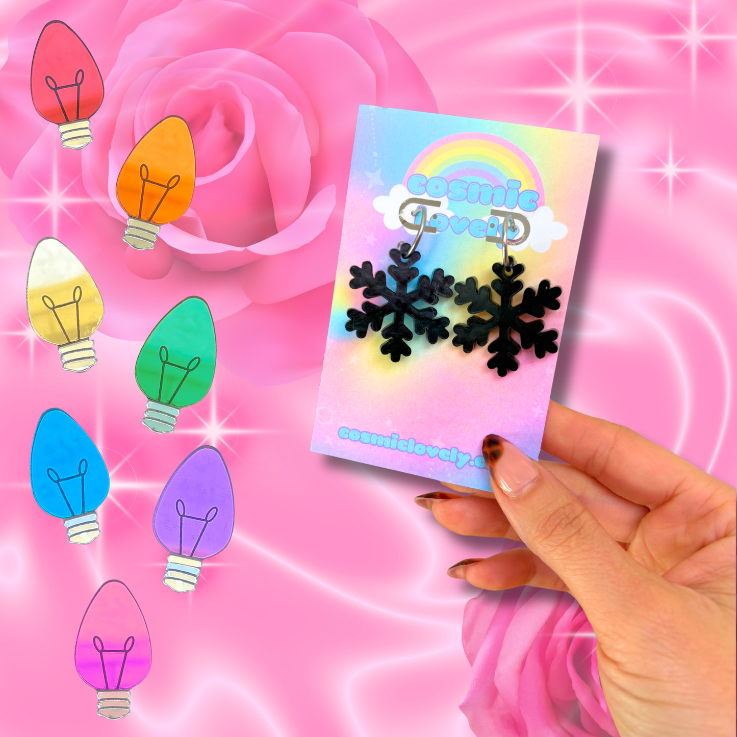 Gothmas Black Snowflake Earrings