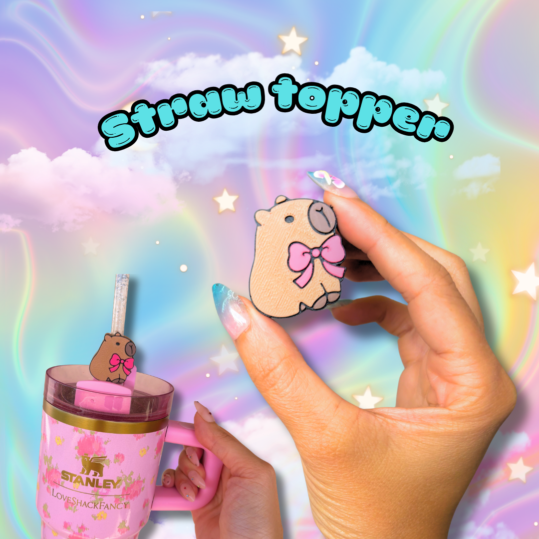 Cutie Capybara Stanley Straw Topper Accessories