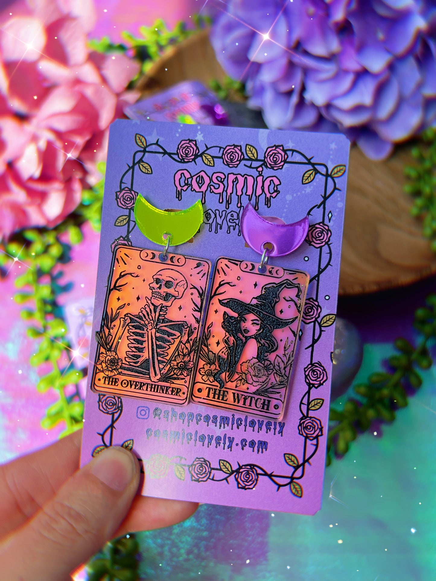 ** SINGLES ** Halloween Tarot Card Earrings