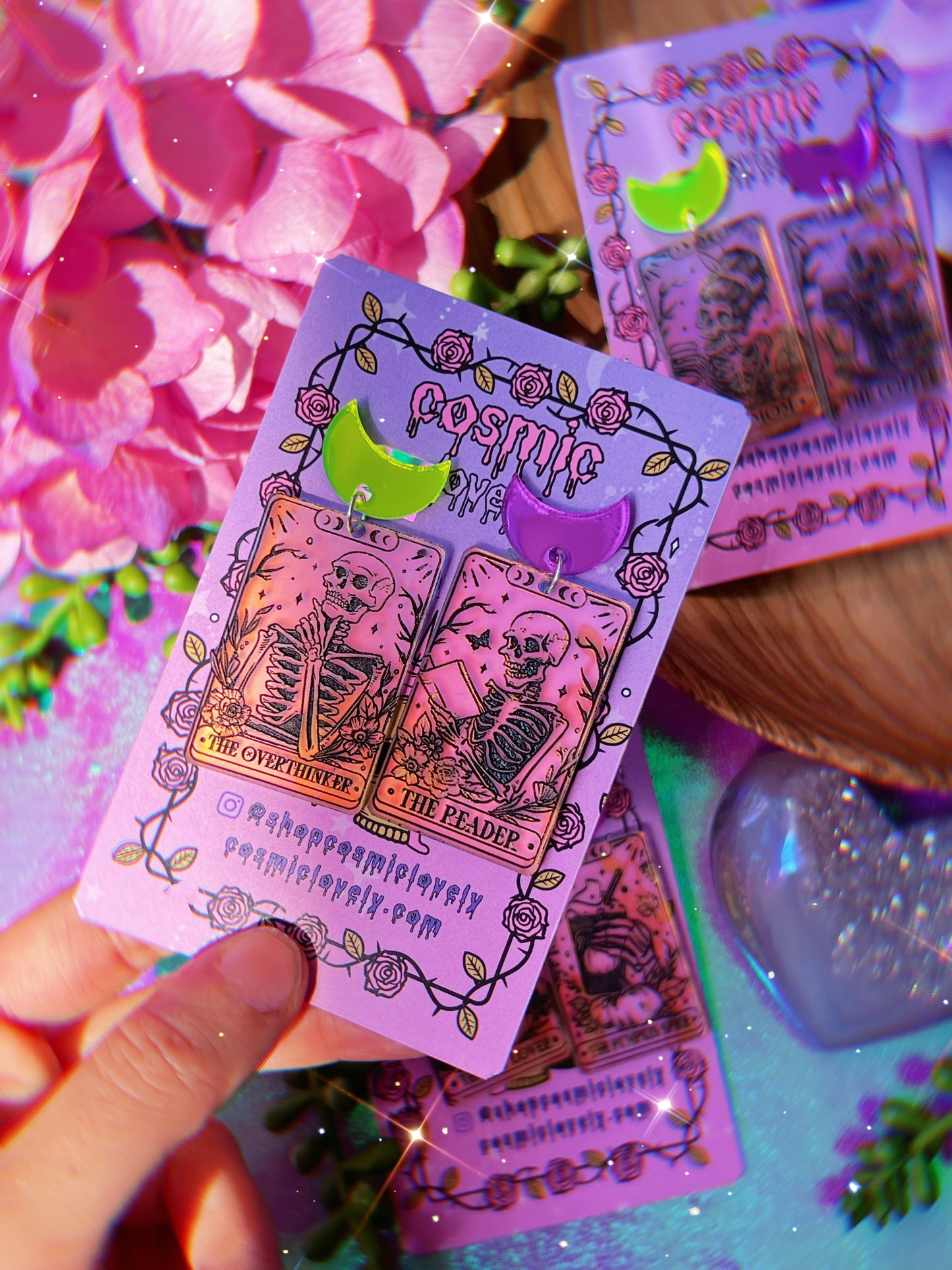 ** SINGLES ** Halloween Tarot Card Earrings