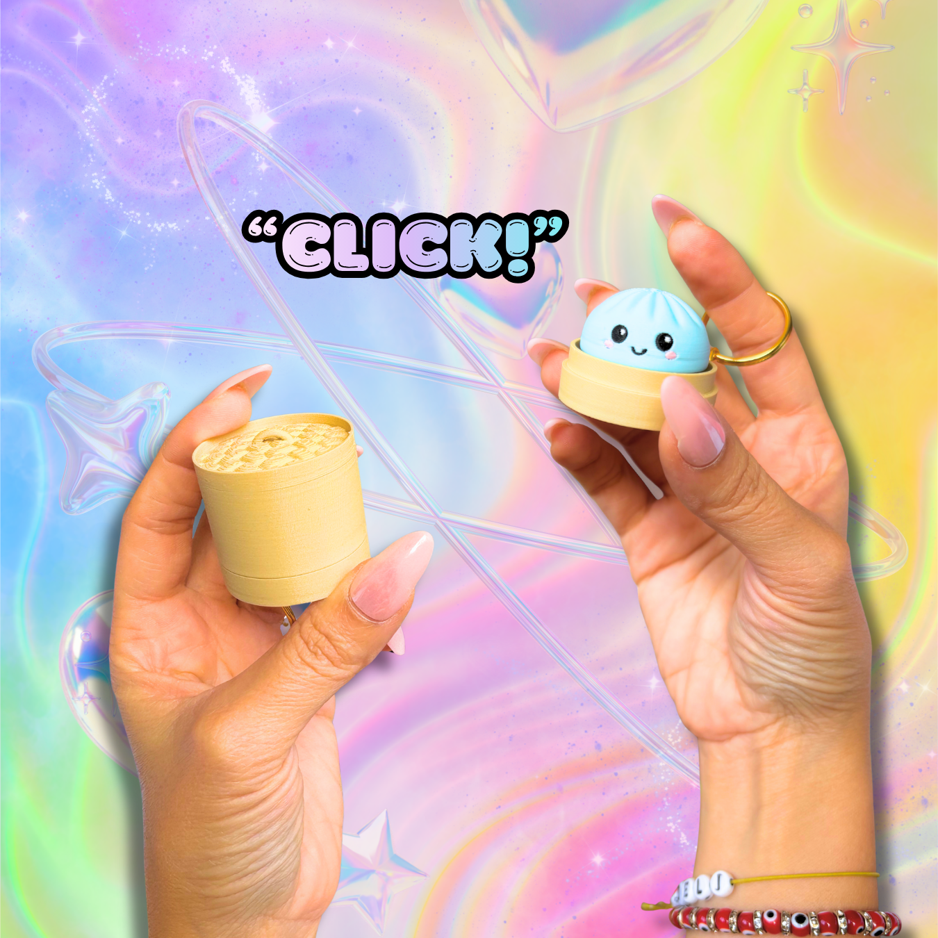 Kawaii Dumpling Bao Fidget Clicker : Foodie Lover Satisfying Sensory Toys