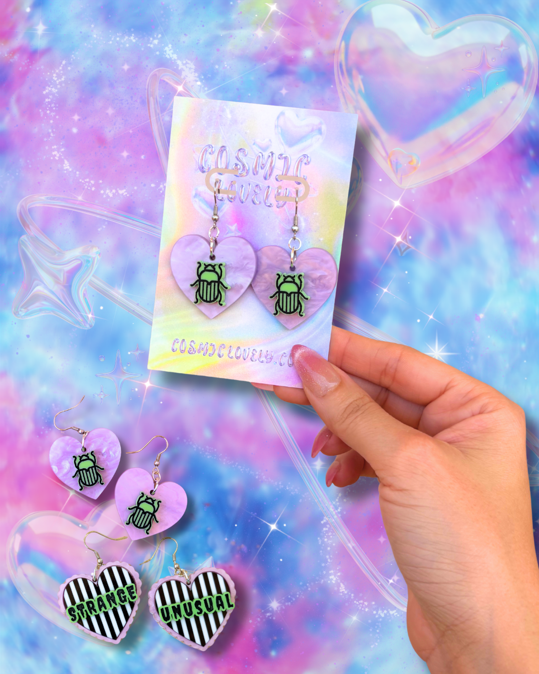 Beetlejuice Beetlejuice Heart Earrings: Halloween Jewelry