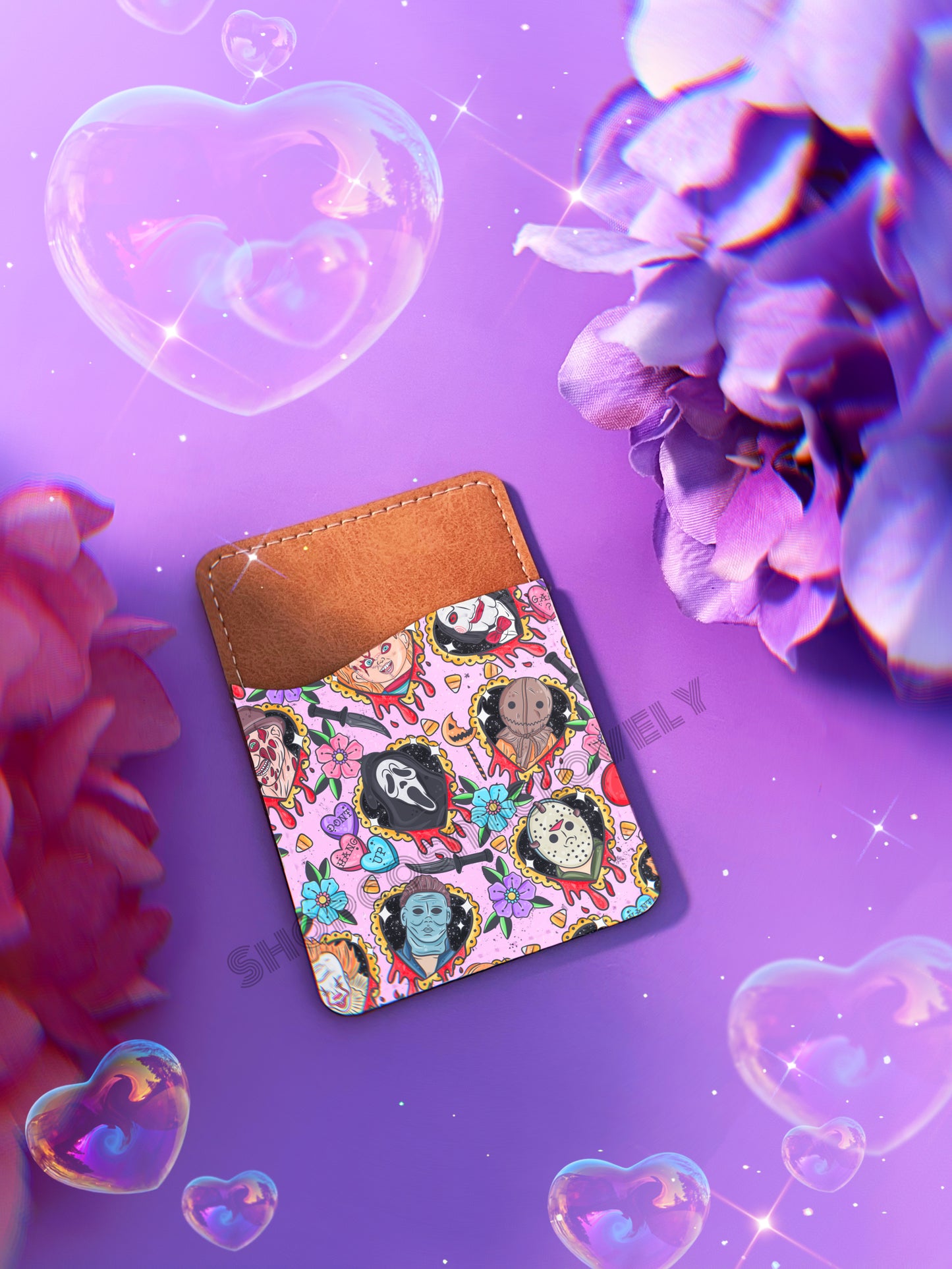 Spooky Dudes Leather Phone Card Holder