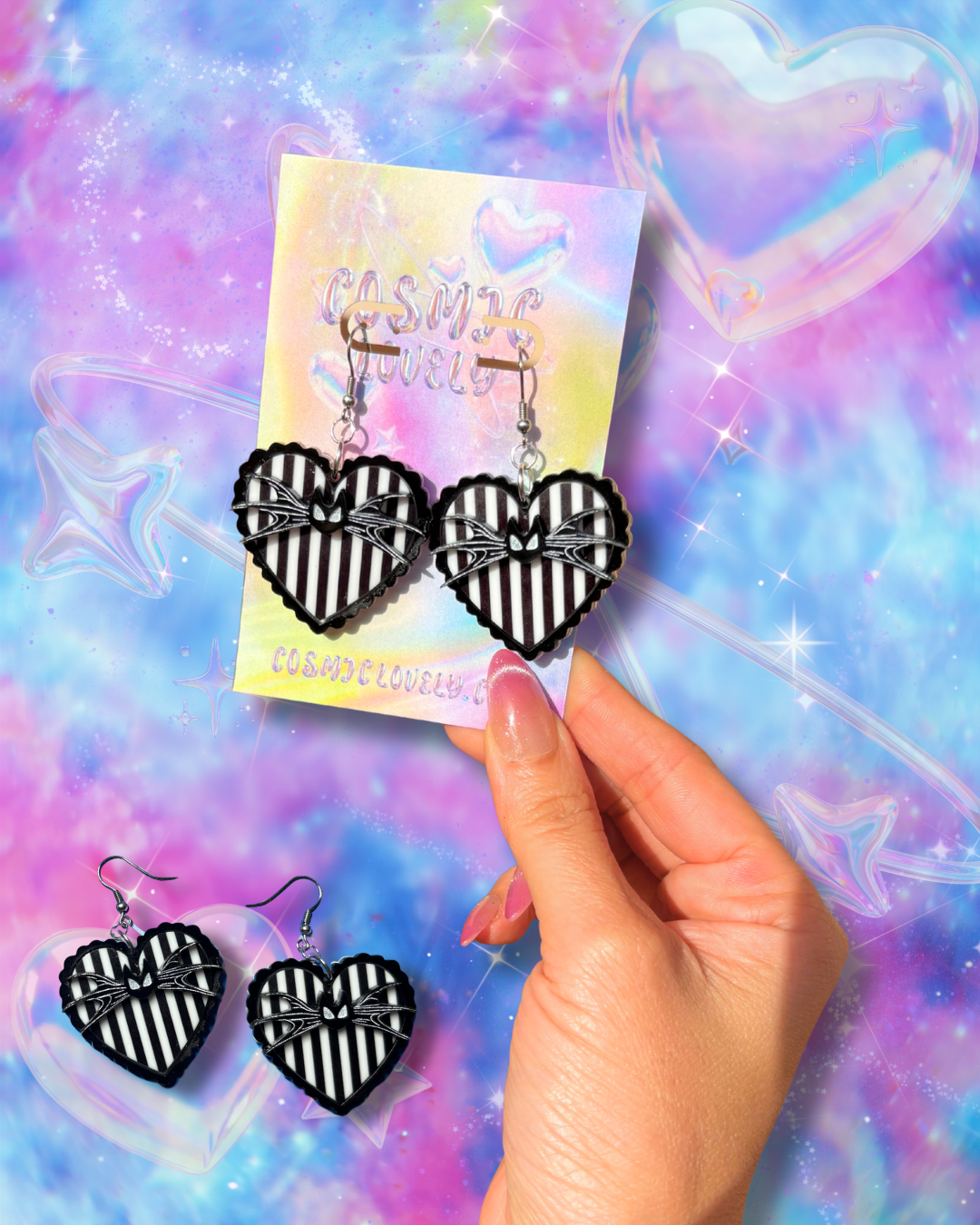 Jack Pumpkin King Heart Earrings: Halloween Jewelry