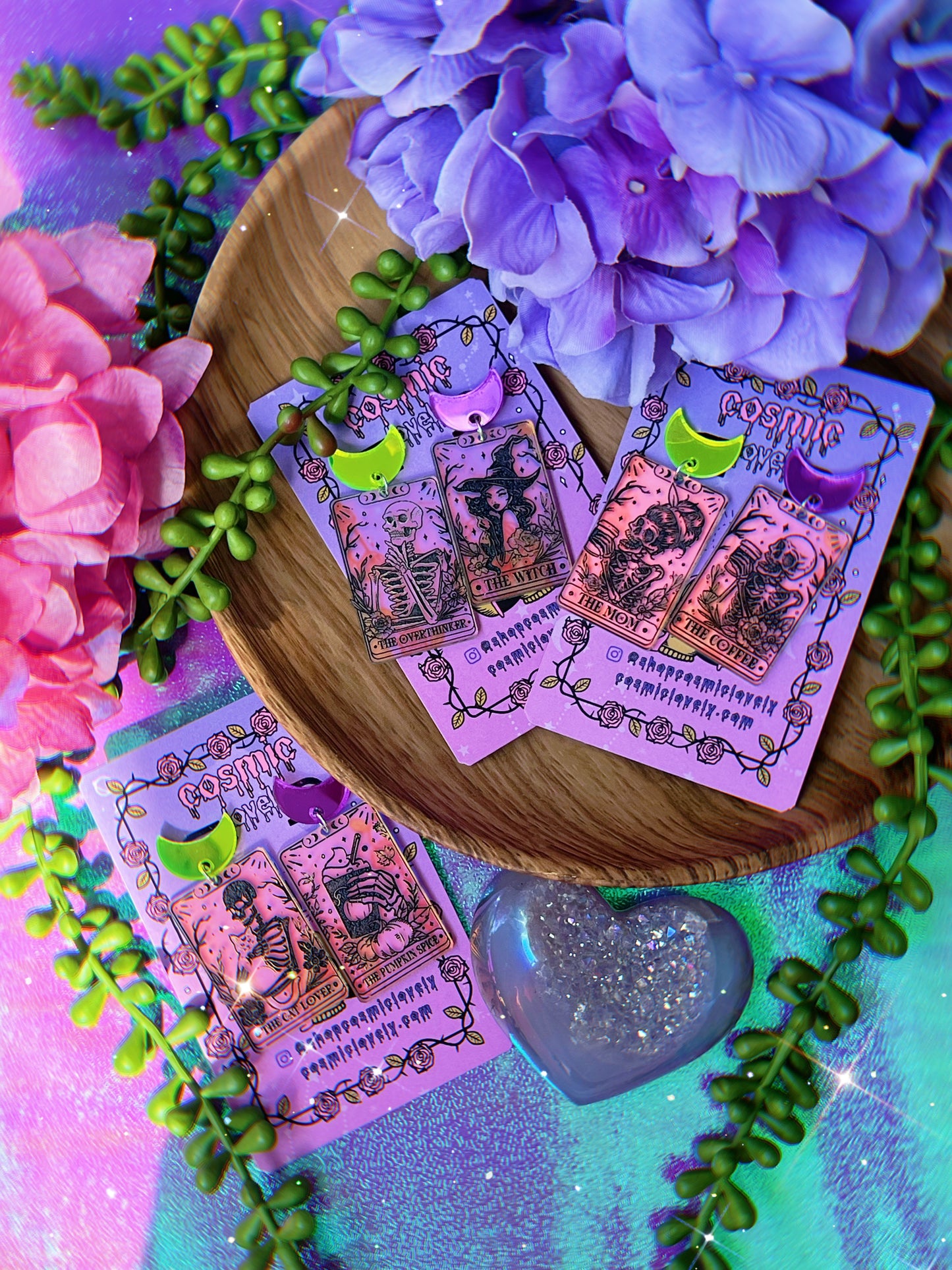** SINGLES ** Halloween Tarot Card Earrings