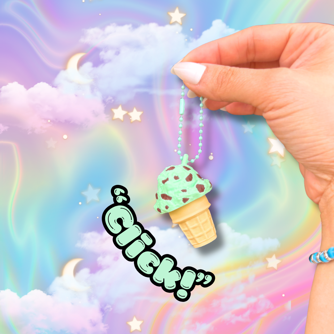 Mint Chocolate Chip Ice Cream Scoops Fidget Clicker: Anxiety Stress Relief Toy