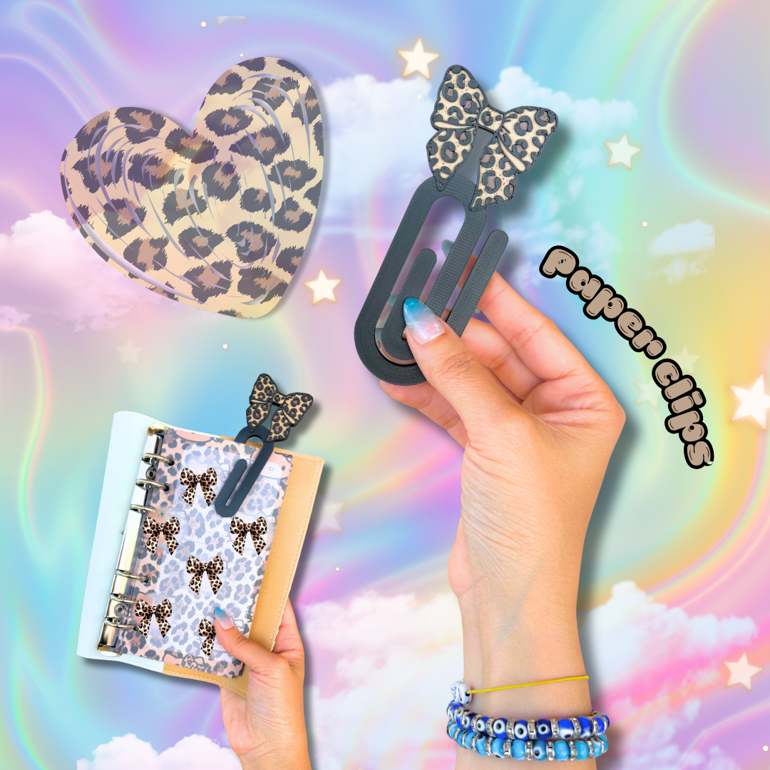 Coquette Leopard Print Bow Large Paper Clip : Animal Print Stationary Supplies