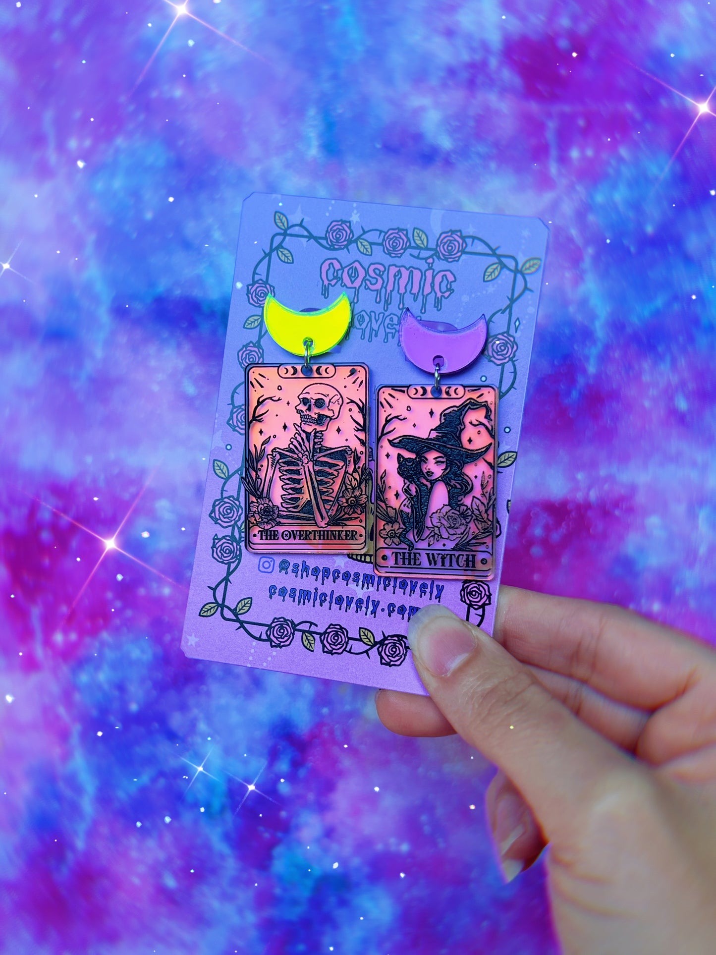 ** SINGLES ** Halloween Tarot Card Earrings