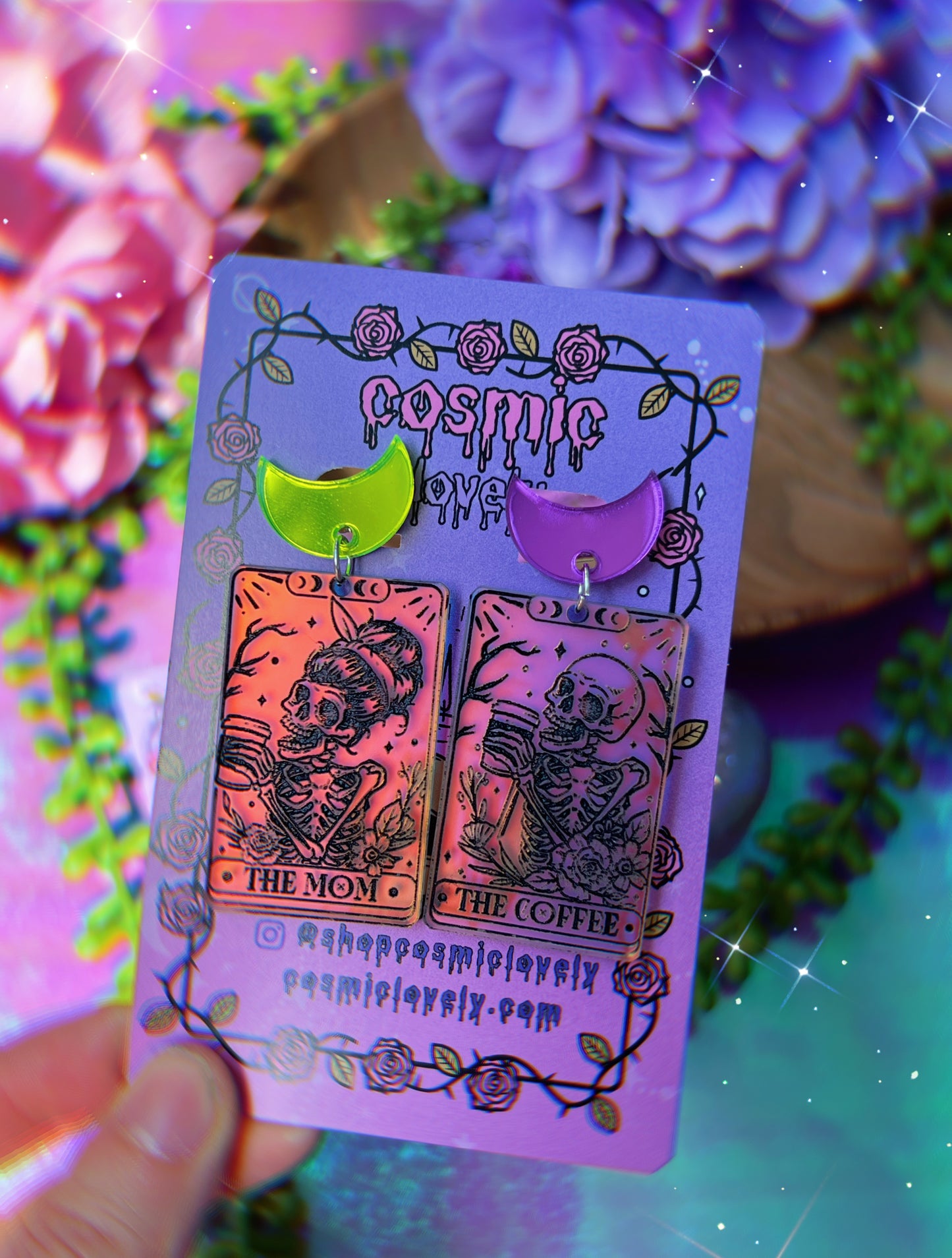 ** SINGLES ** Halloween Tarot Card Earrings