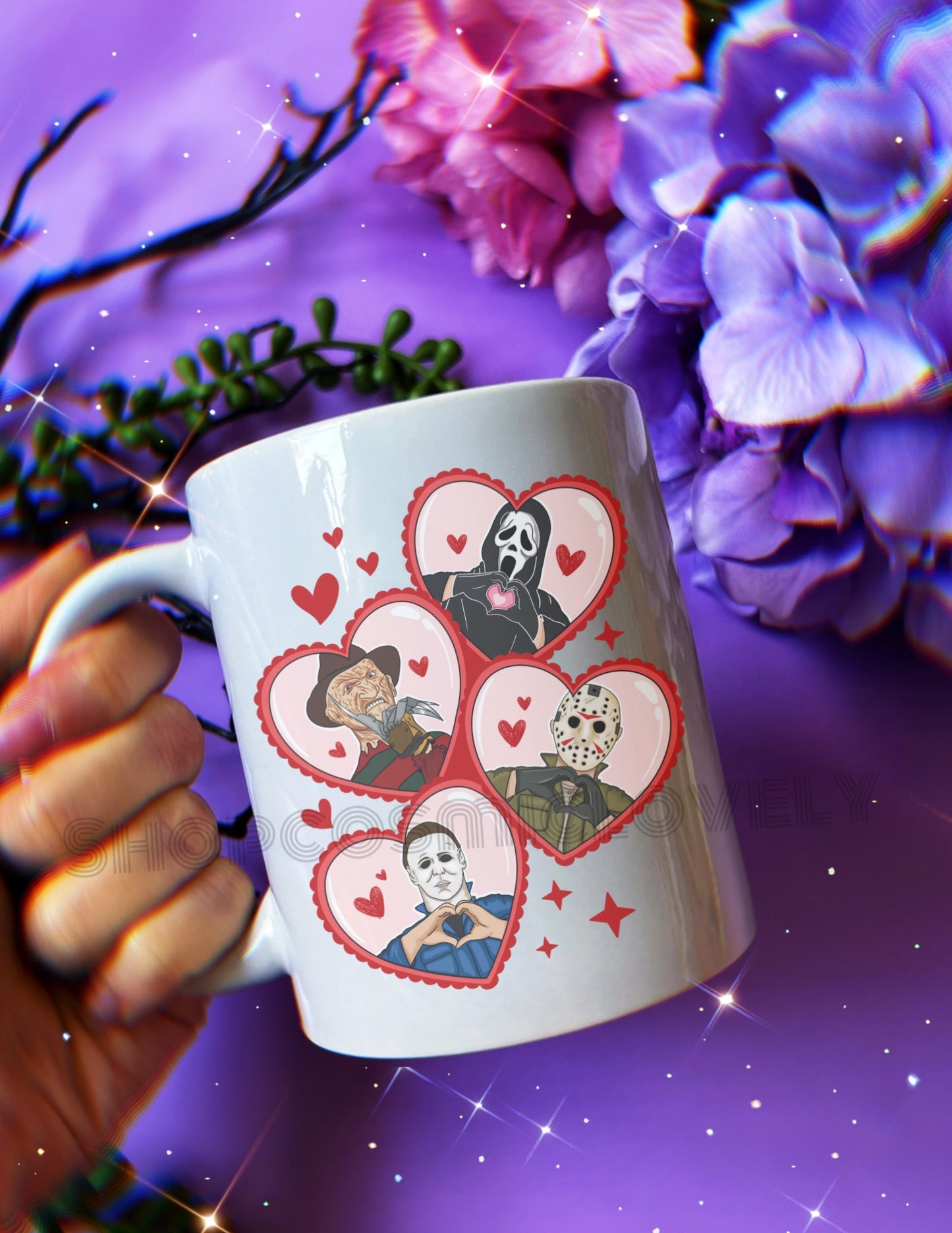 Spooky Dudes Red Heart Mug 12oz