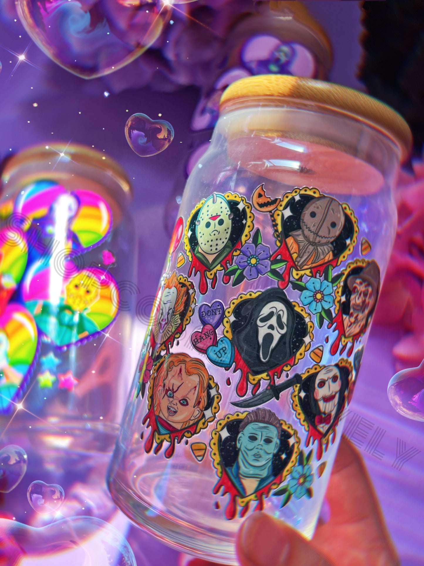 Iridescent Spooky Dudes Hearts 16oz Cup