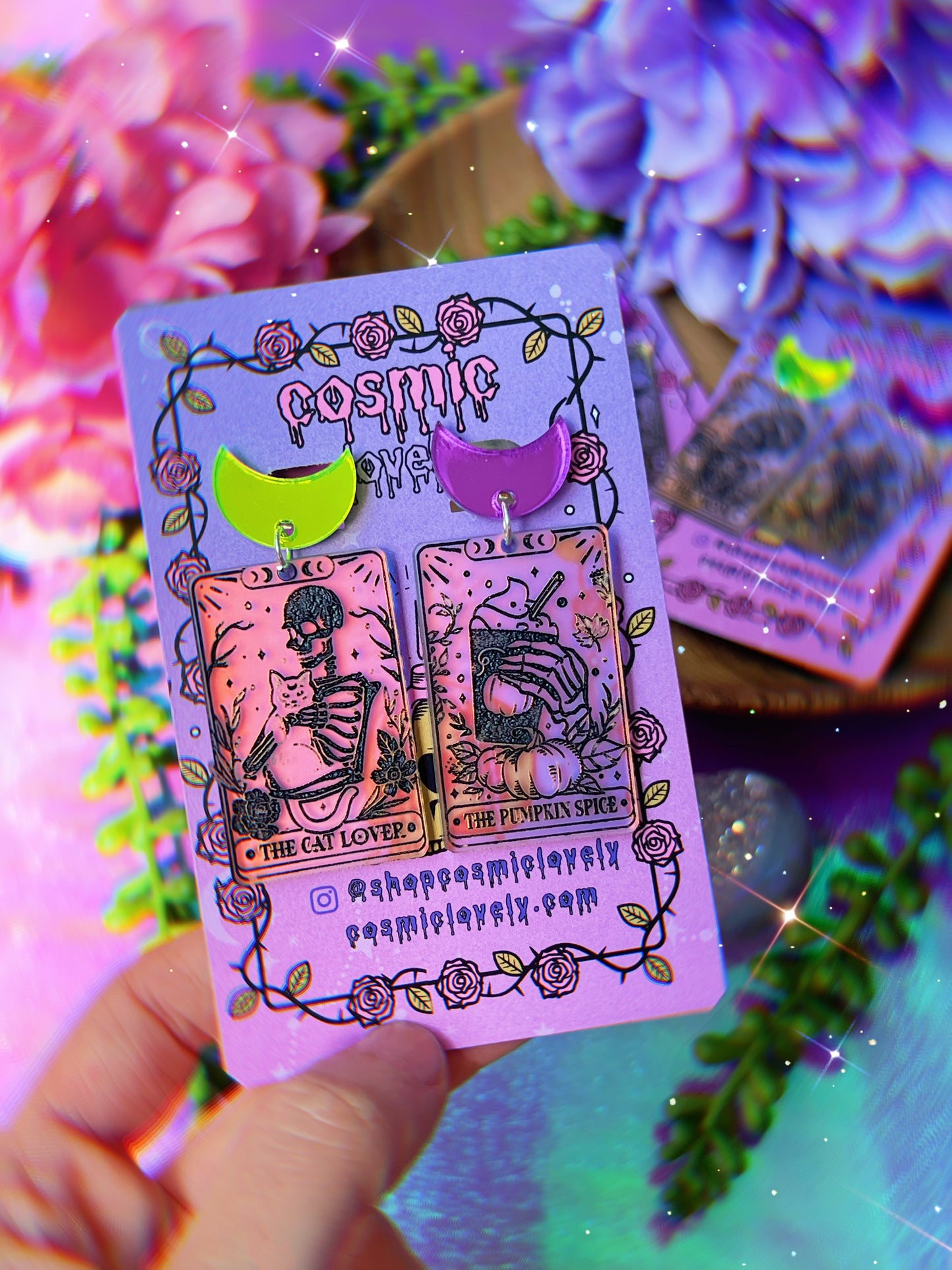 ** SINGLES ** Halloween Tarot Card Earrings
