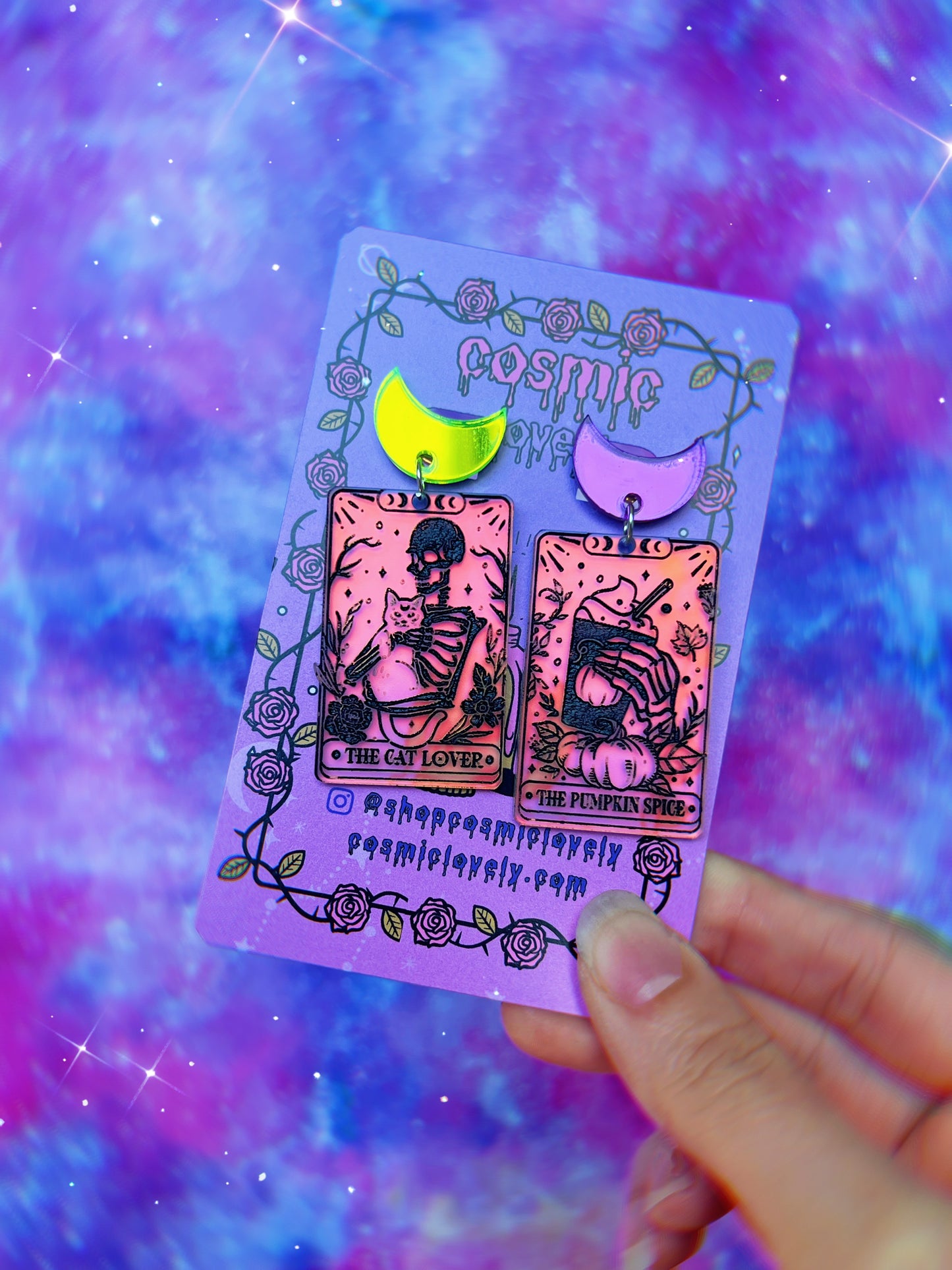 ** SINGLES ** Halloween Tarot Card Earrings