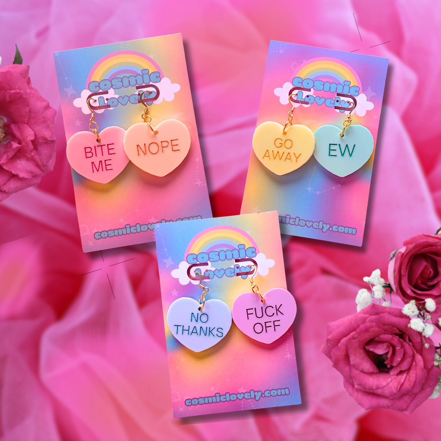 Valentine Love Pastel Candy Hearts Earrings & More