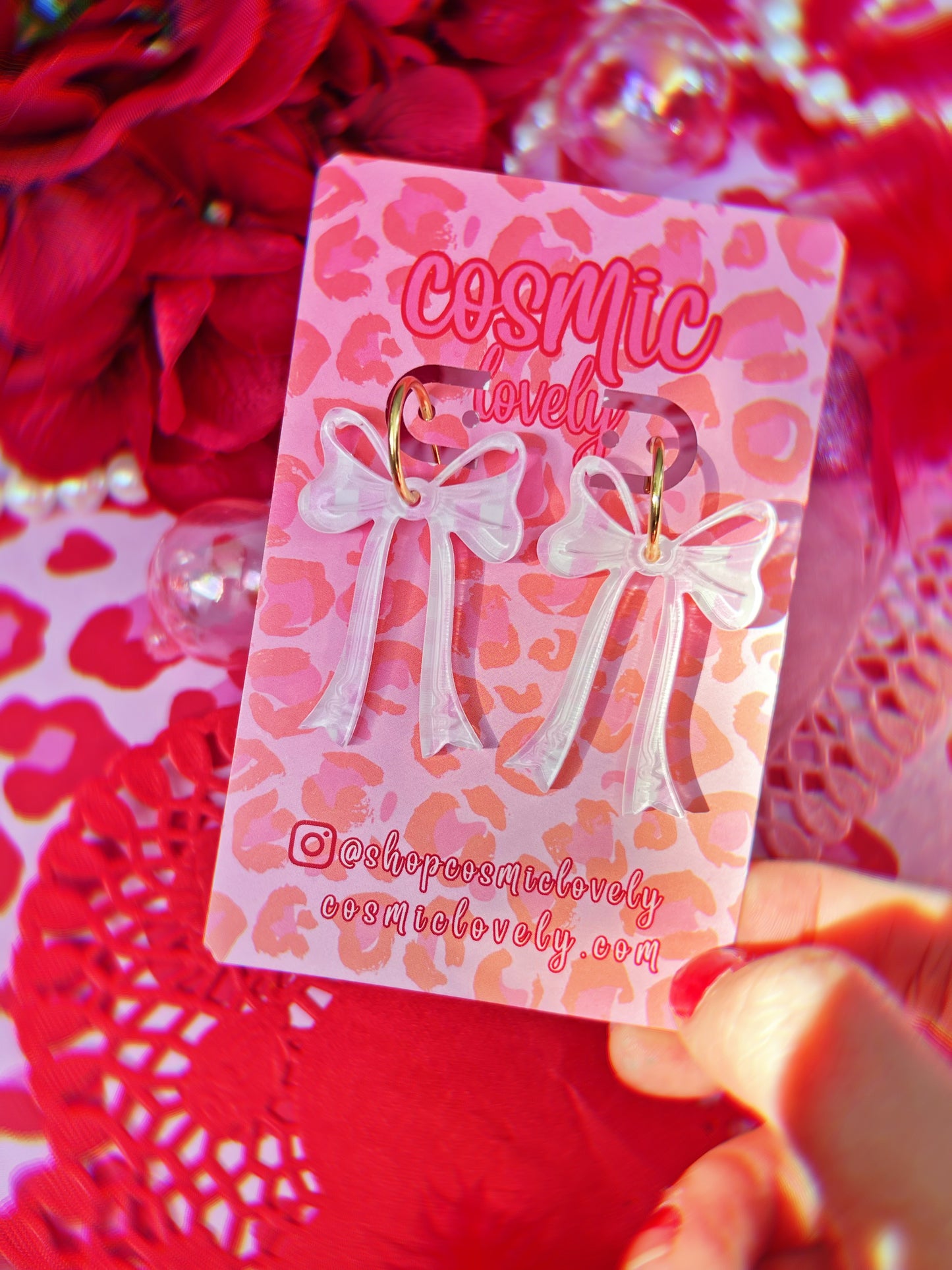 Bright Pink Coquette Bow Earrings