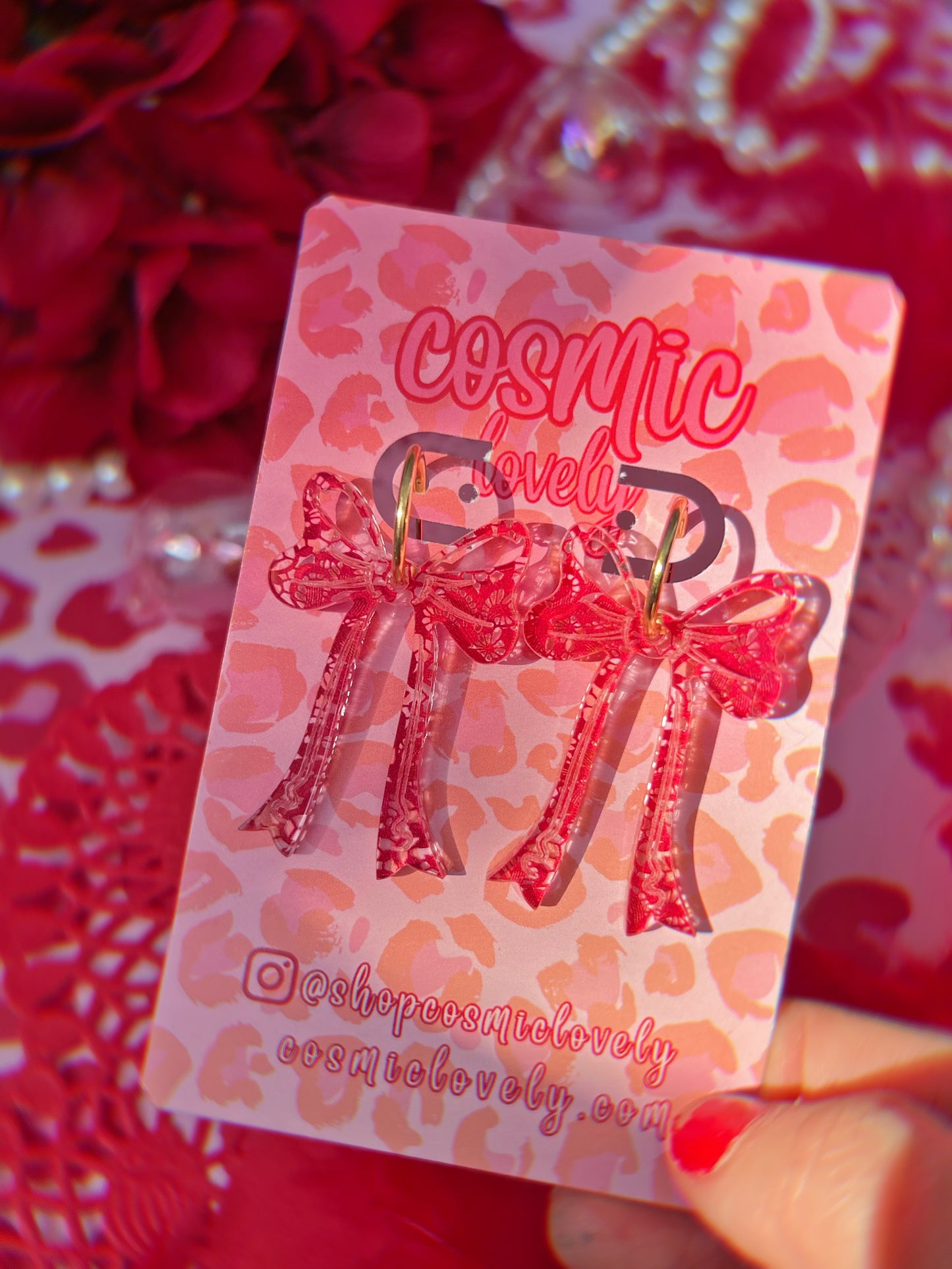 Bright Pink Coquette Bow Earrings