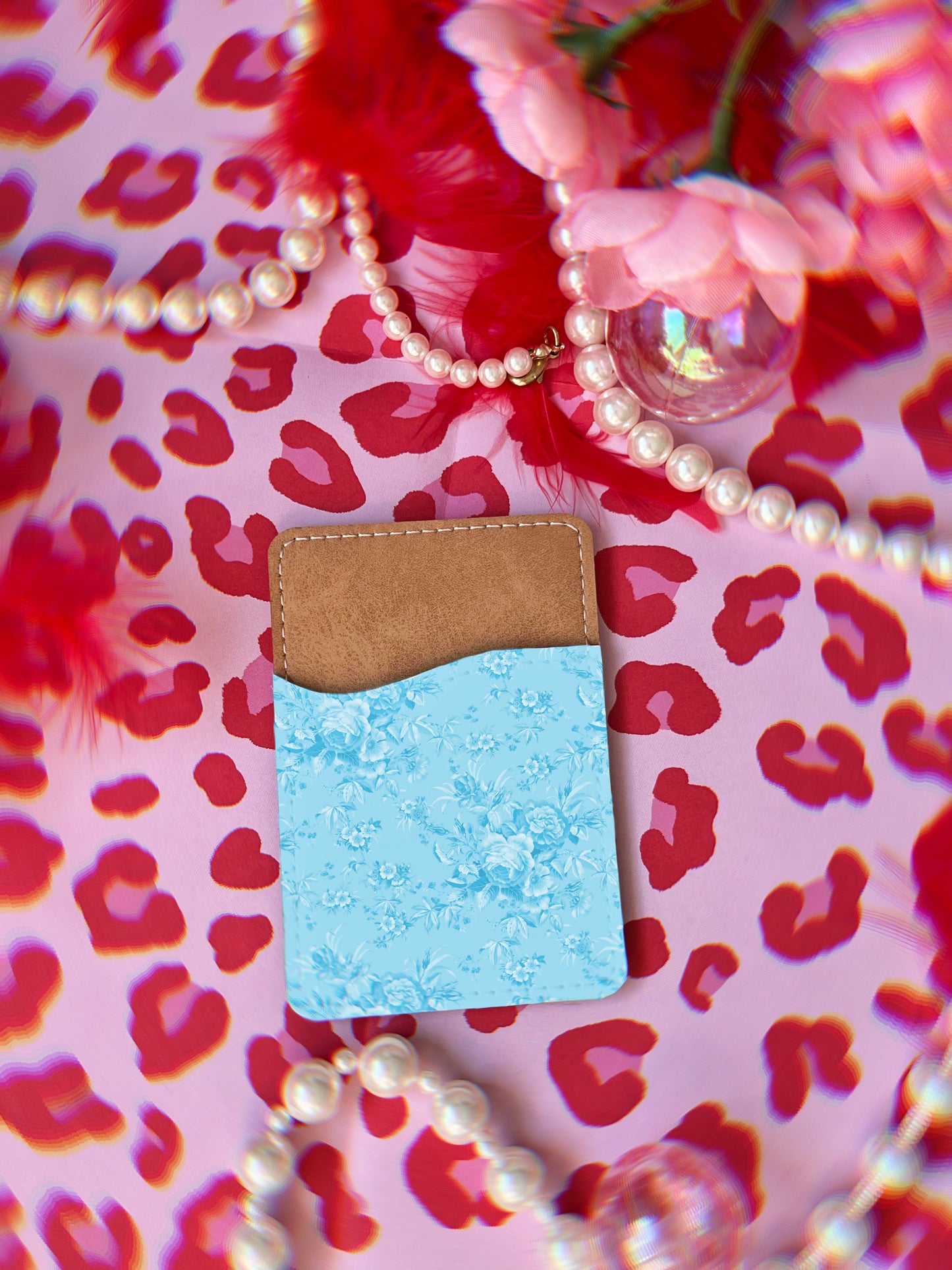 Lovely Blue Chic Phone Card Holder