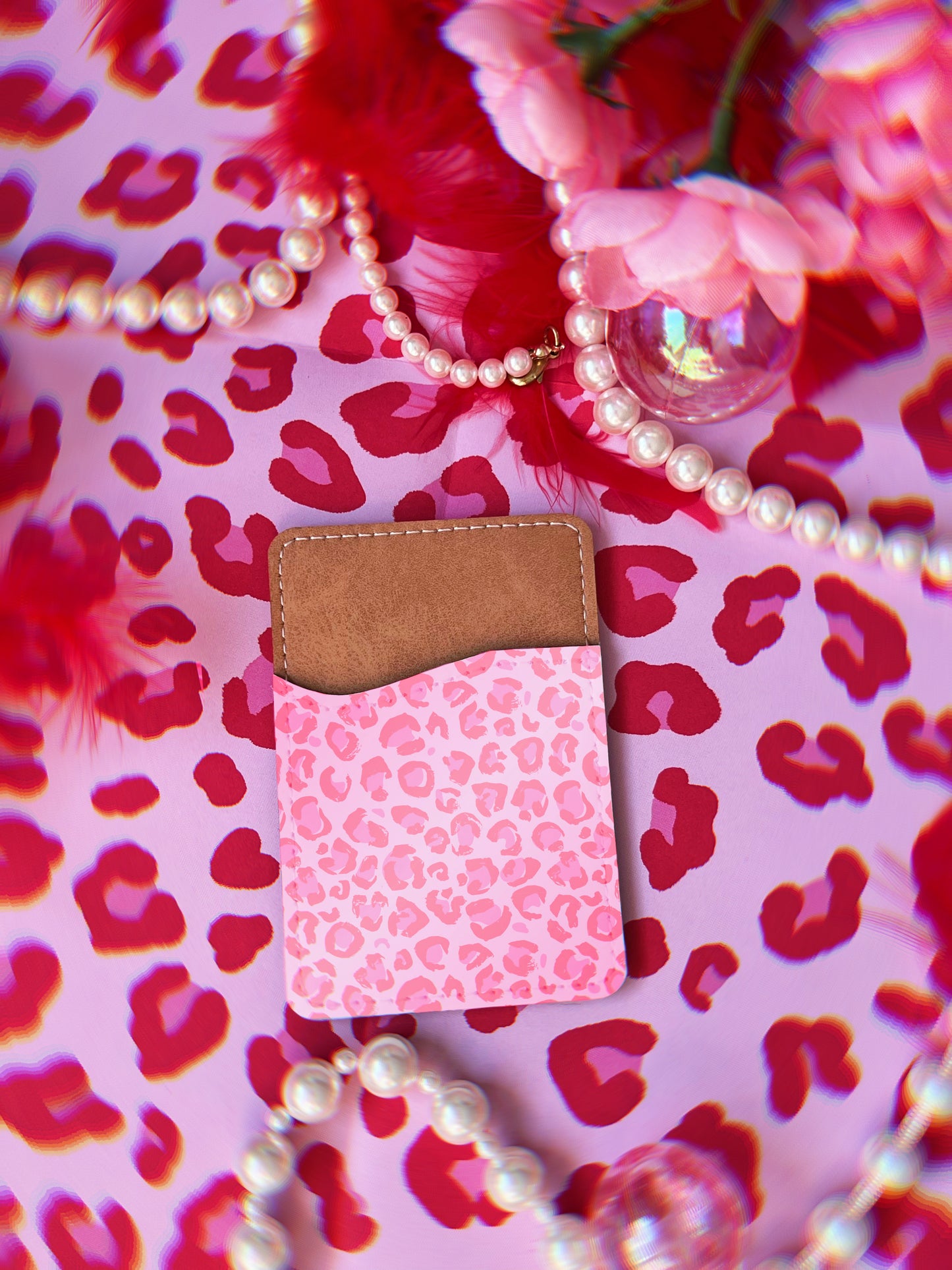LOVE LEOPARD PRINT Phone Card Holder