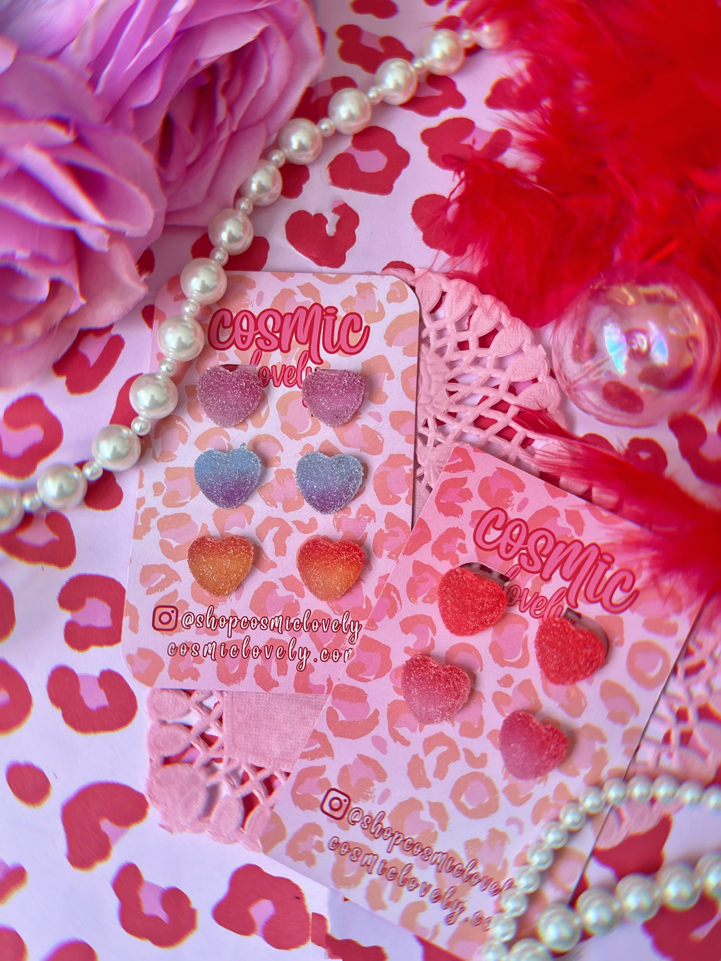 Sugar Coated Gummy Heart Studs