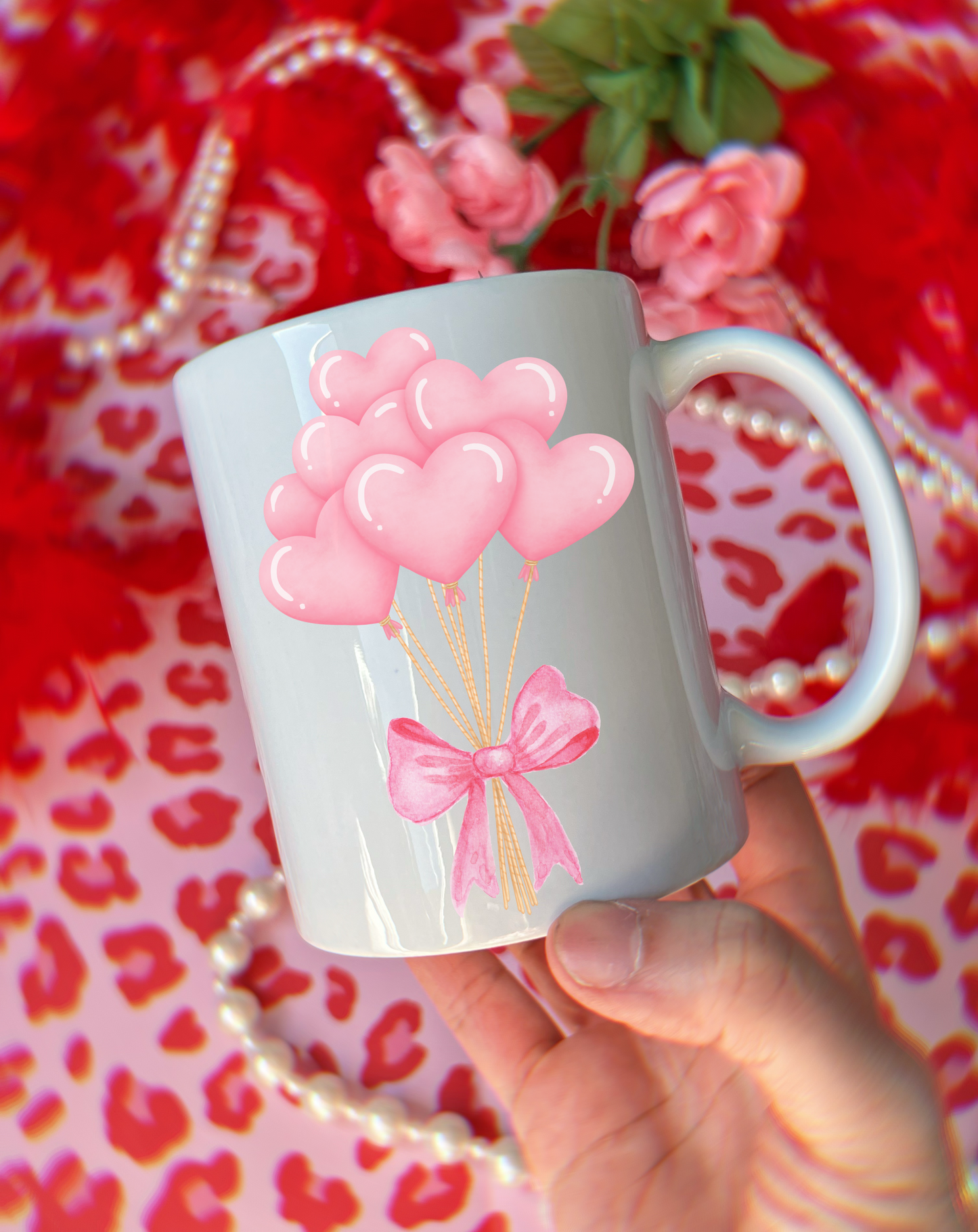 Pink Love Balloons 12oz Mug