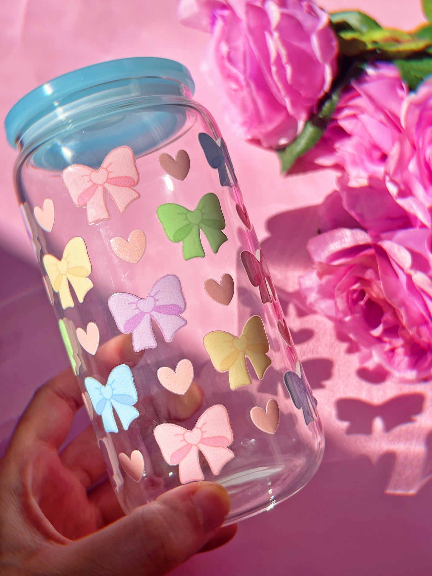 Pastel Coquette Bow Glass Cup 16oz