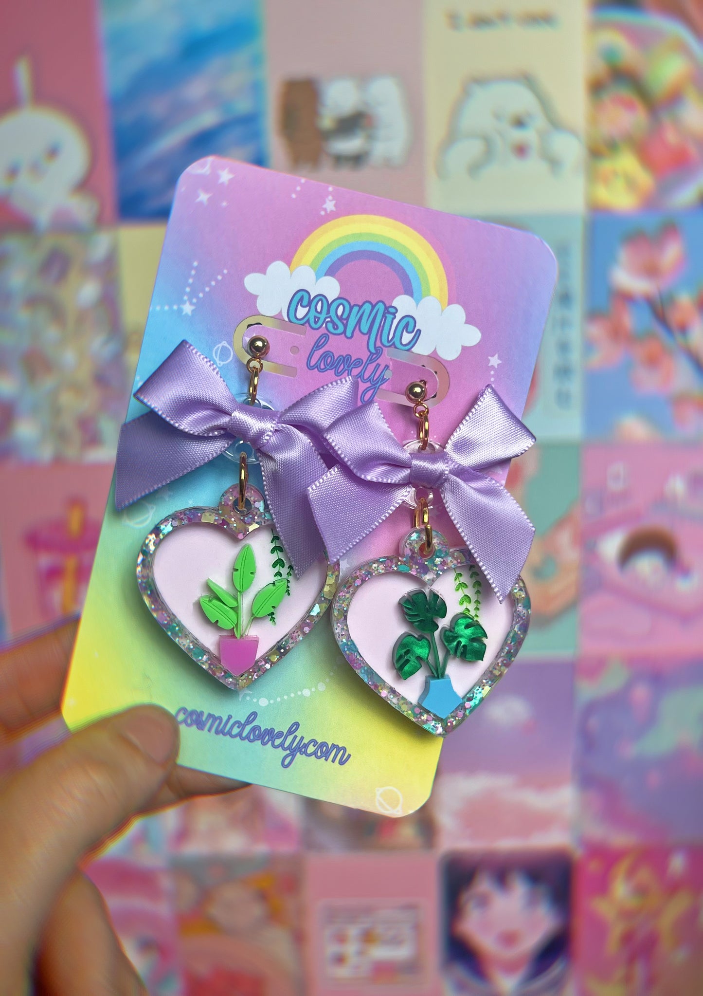** SINGLES ** Coquette Plant Lady Heart Earrings