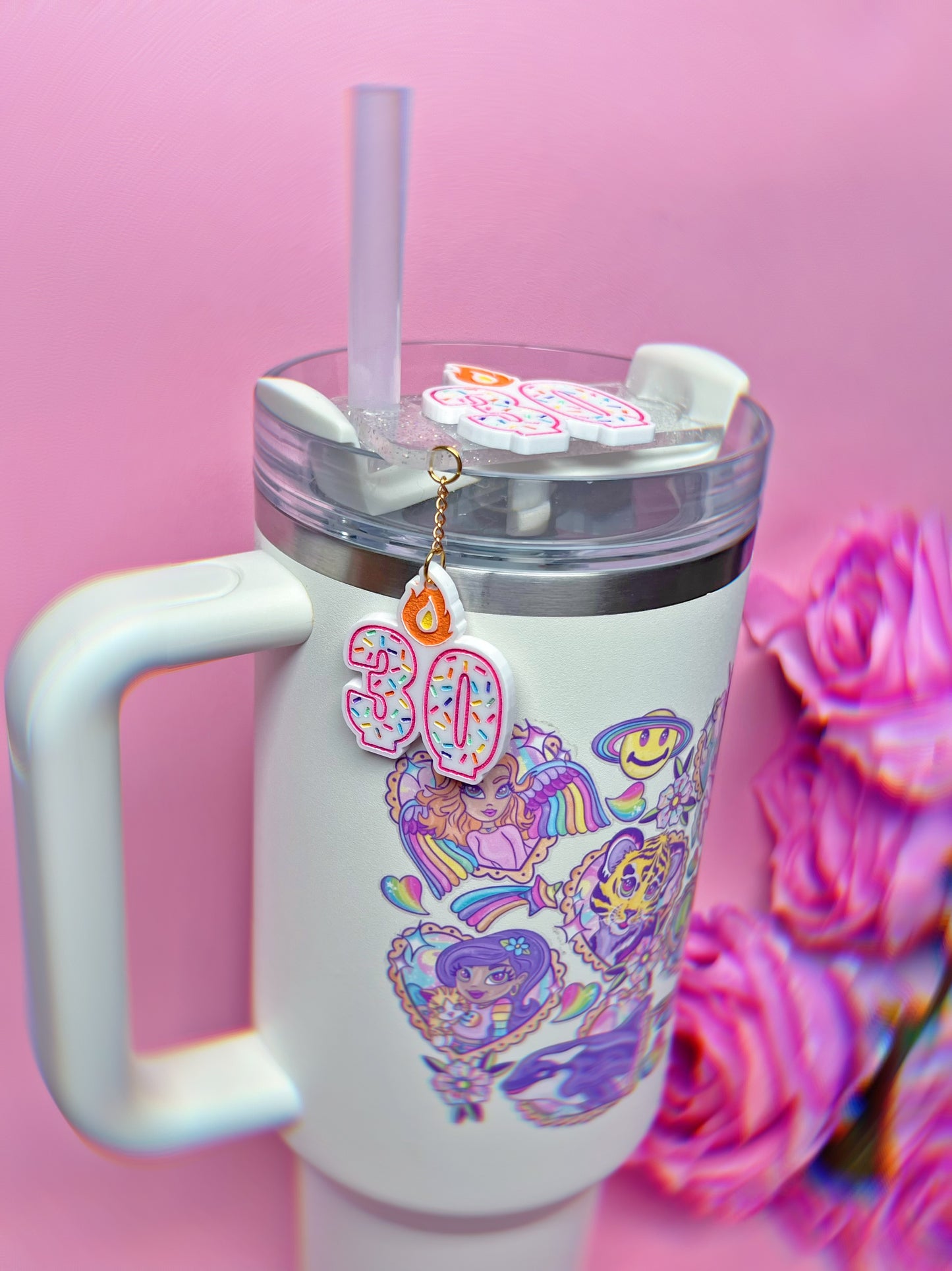 CUSTOM Birthday Number Candle Tumbler Cup Charms