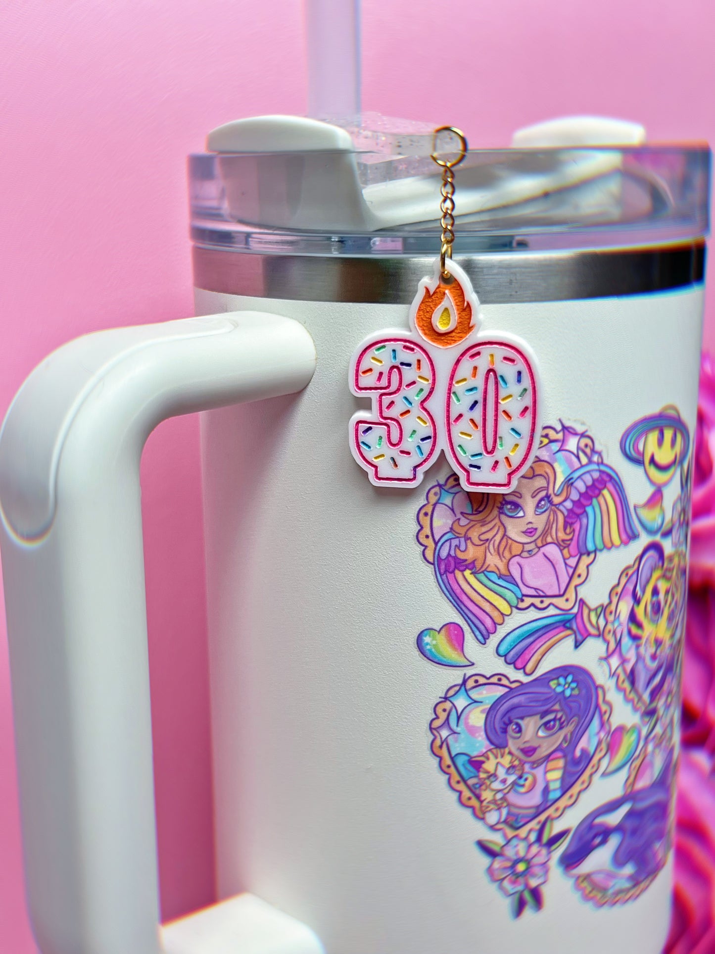 CUSTOM Birthday Number Candle Tumbler Cup Charms