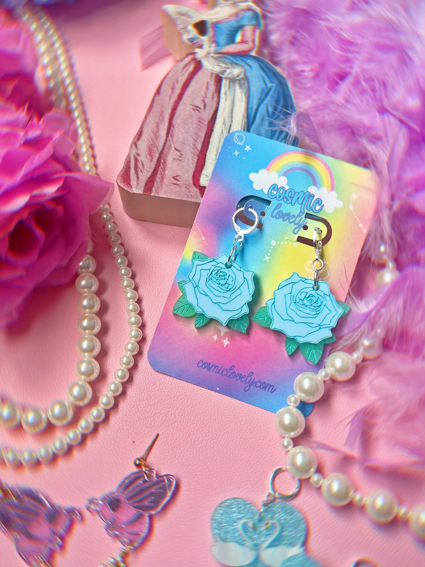 Blue Rose Earrings
