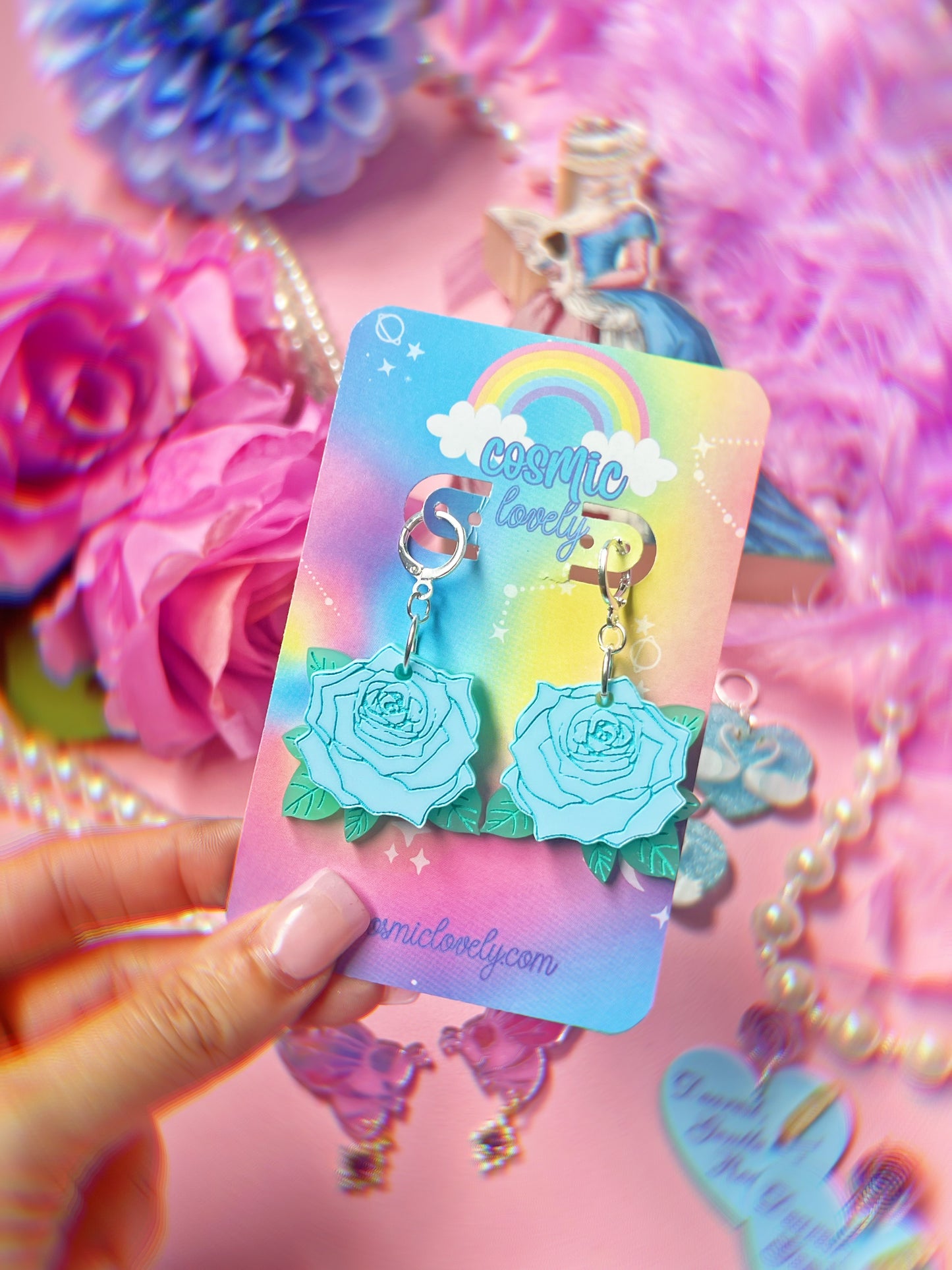 Blue Rose Earrings