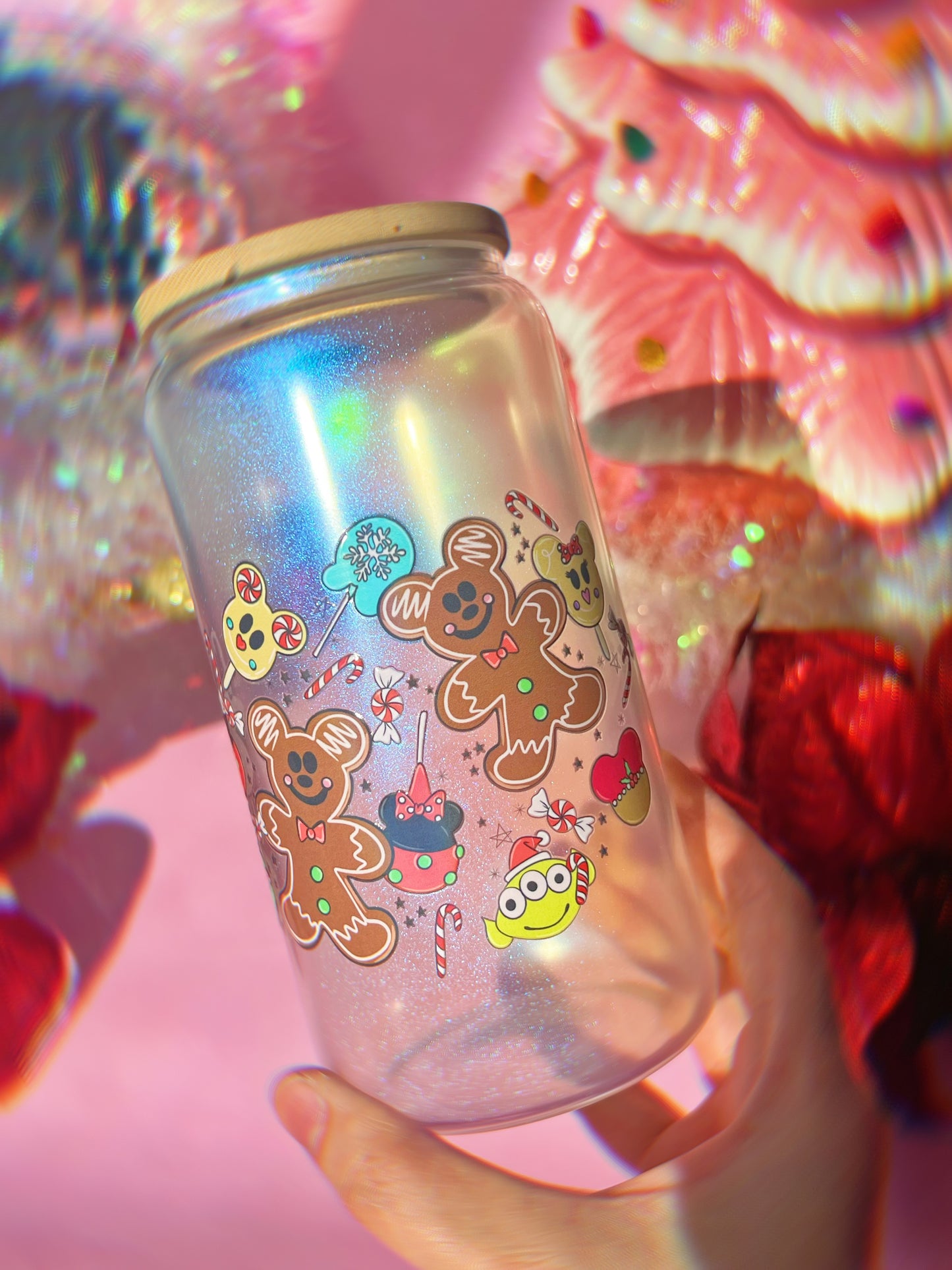 Shimmer Glitter Mousey Christmas Gingerbread Treats 16oz Cup