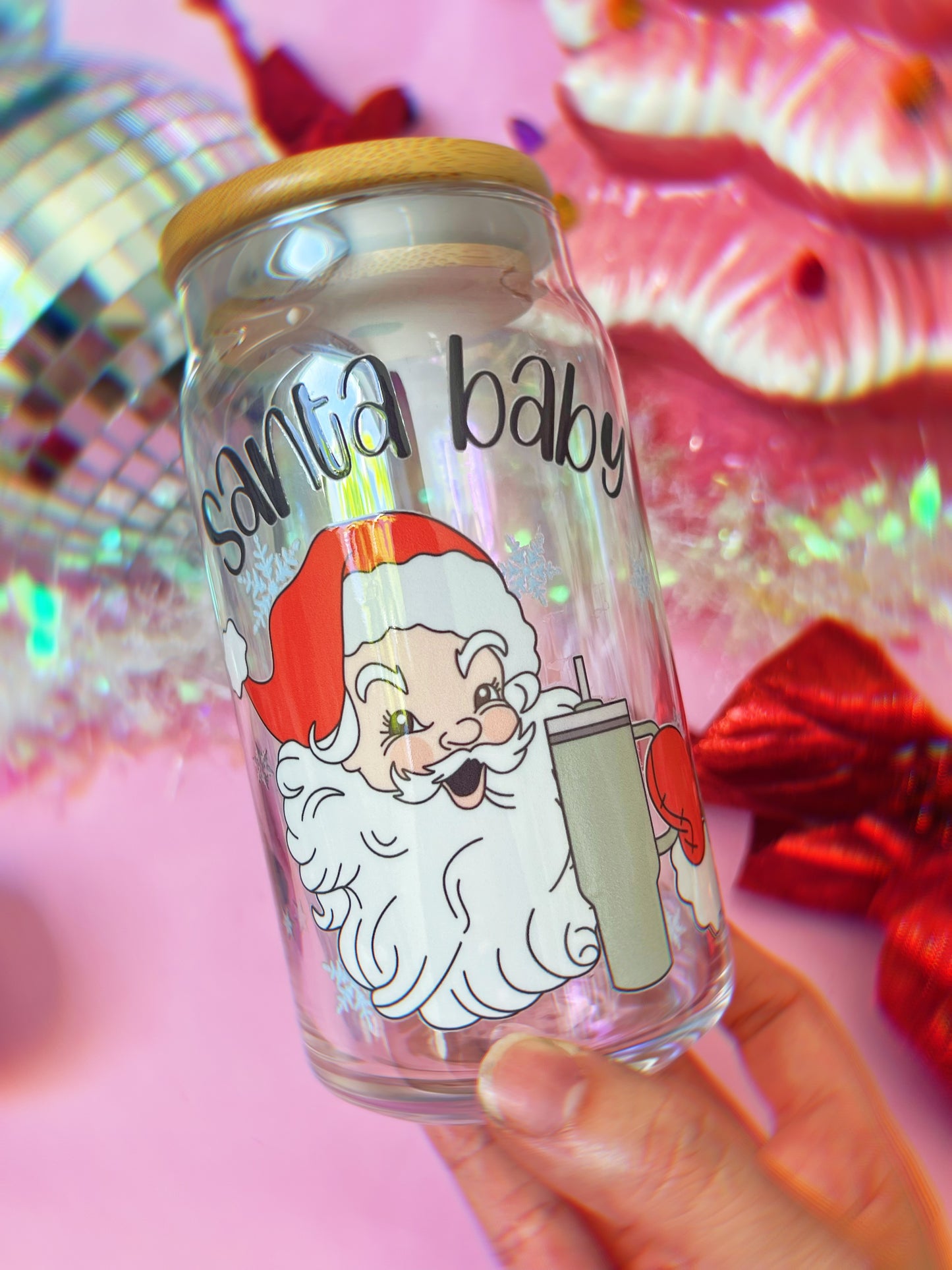 Iridescent Santa Baby w/ Stanley 16oz Cup