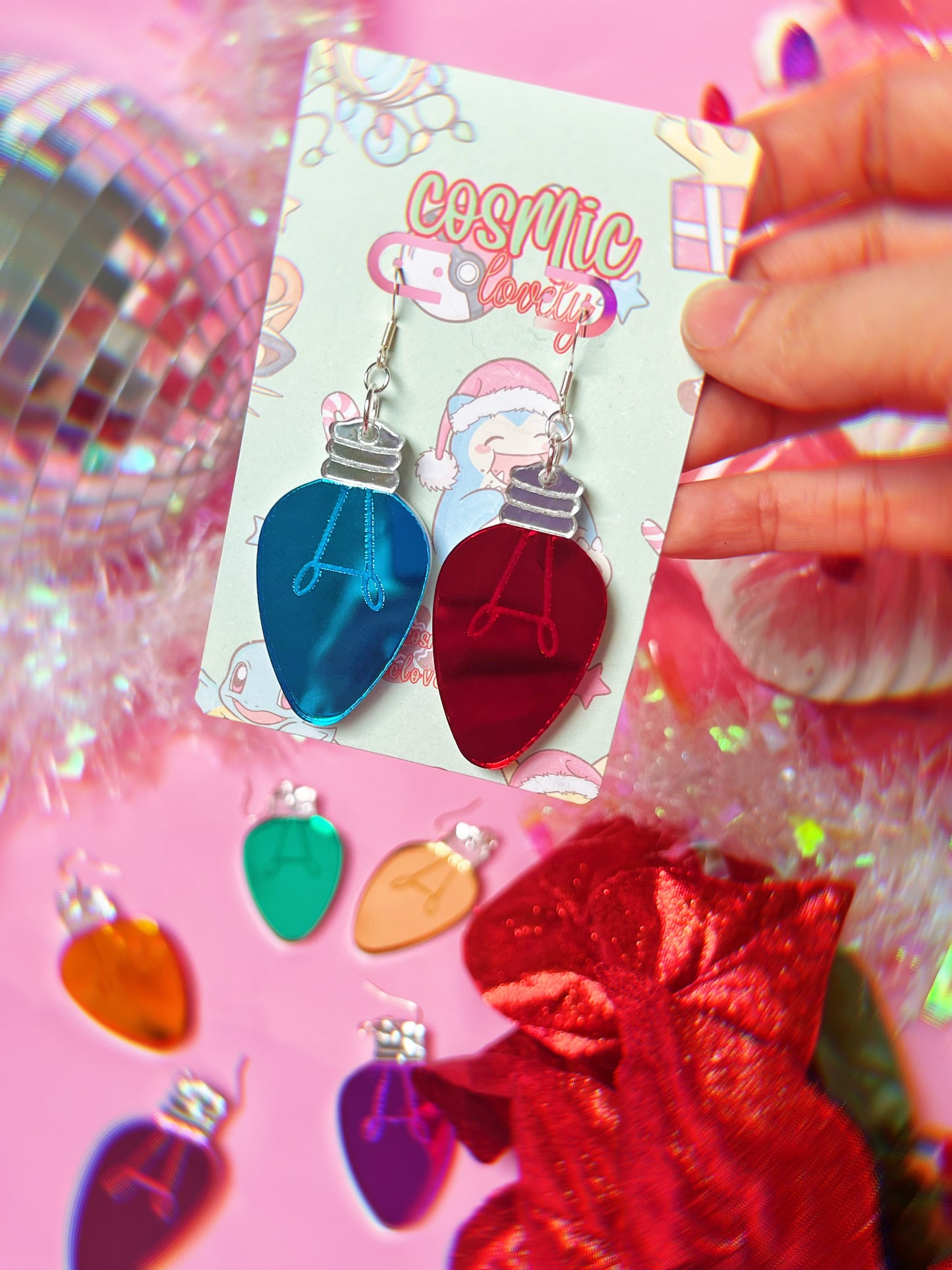*** SINGLES ***Retro Christmas Light Earrings