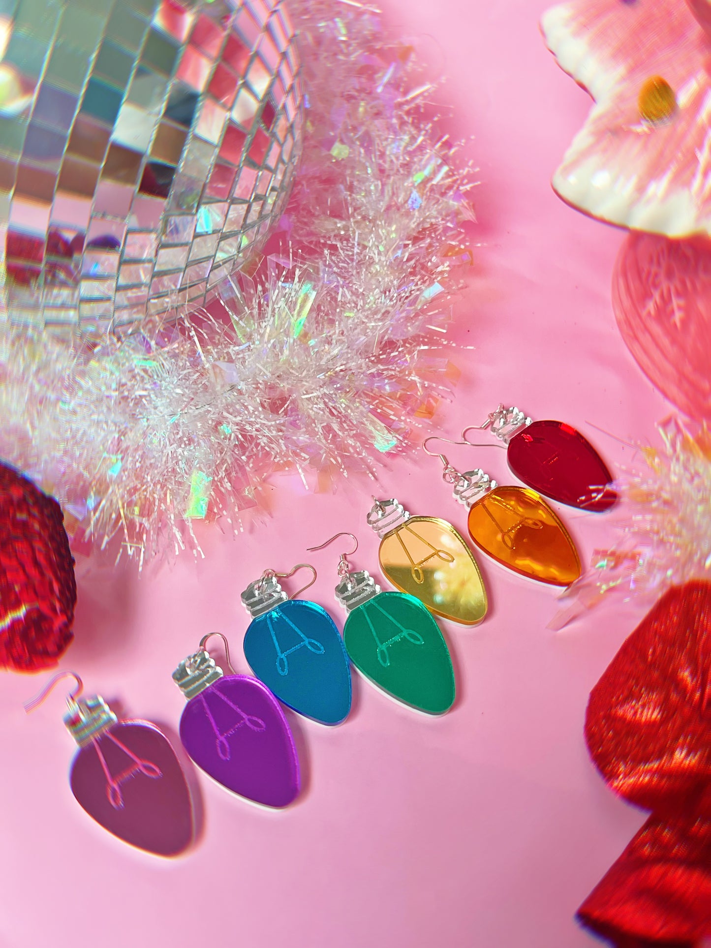 *** SINGLES ***Retro Christmas Light Earrings