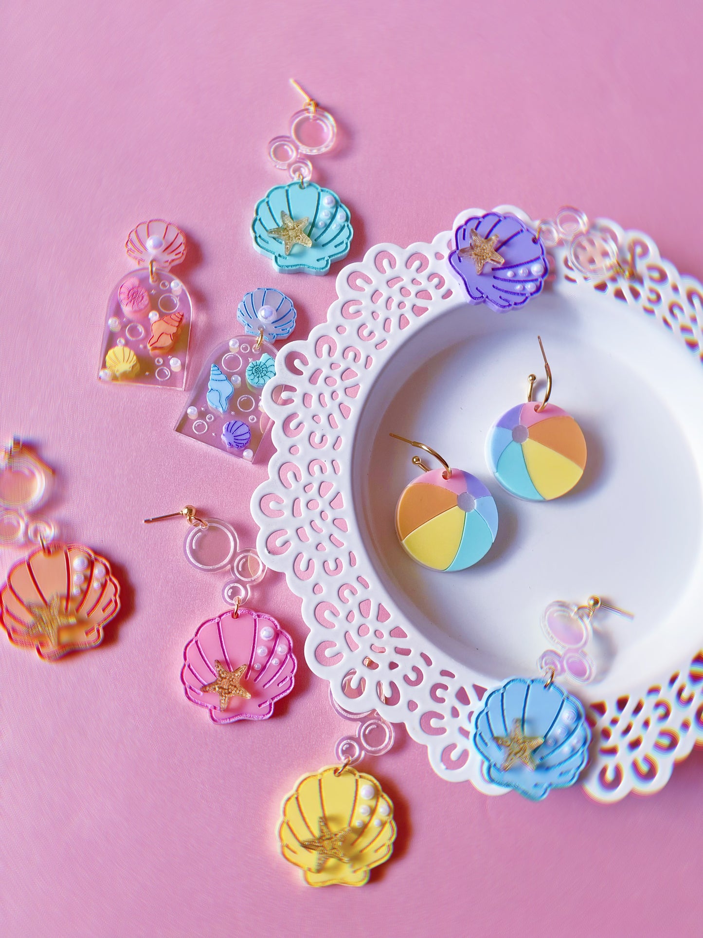 Pastel Beach Ball Earrings
