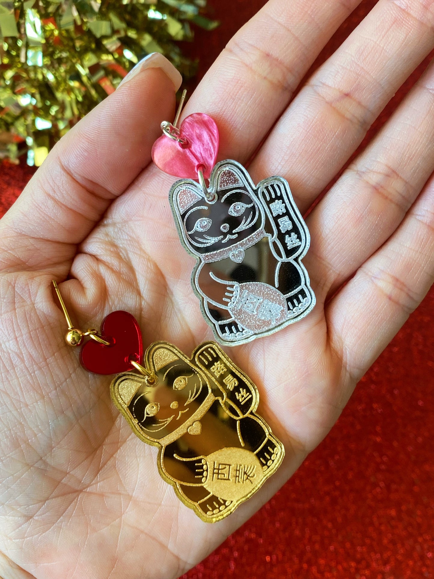 Maneki-neko Gold Earrings
