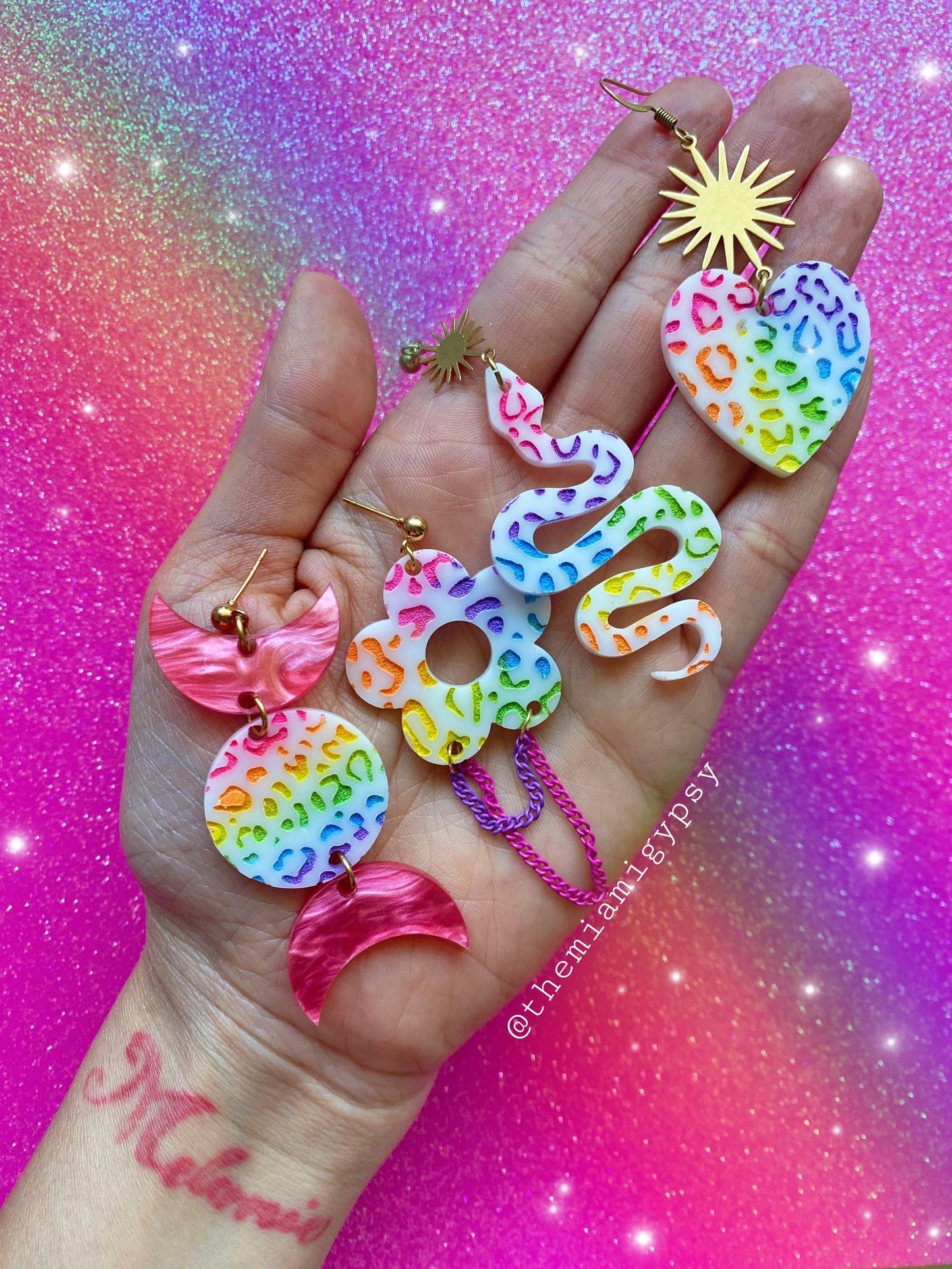 Rainbow Leopard Earrings