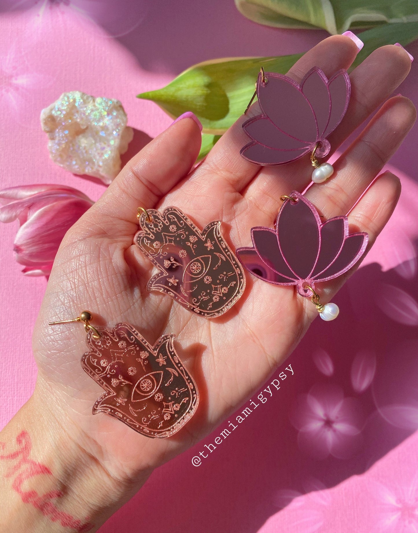 Hamsa Acrylic Earrings