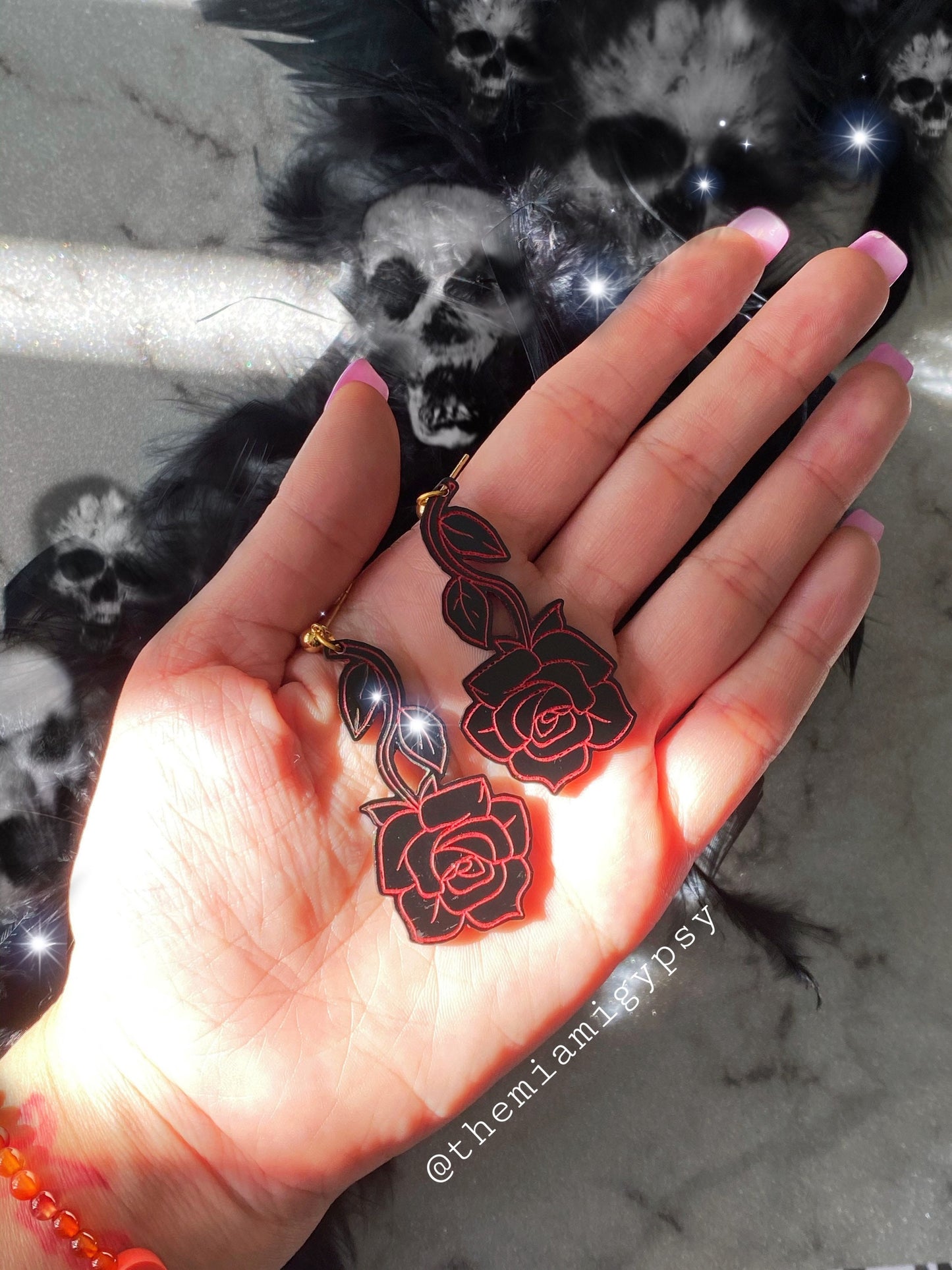 Morticia's Rose Earrings
