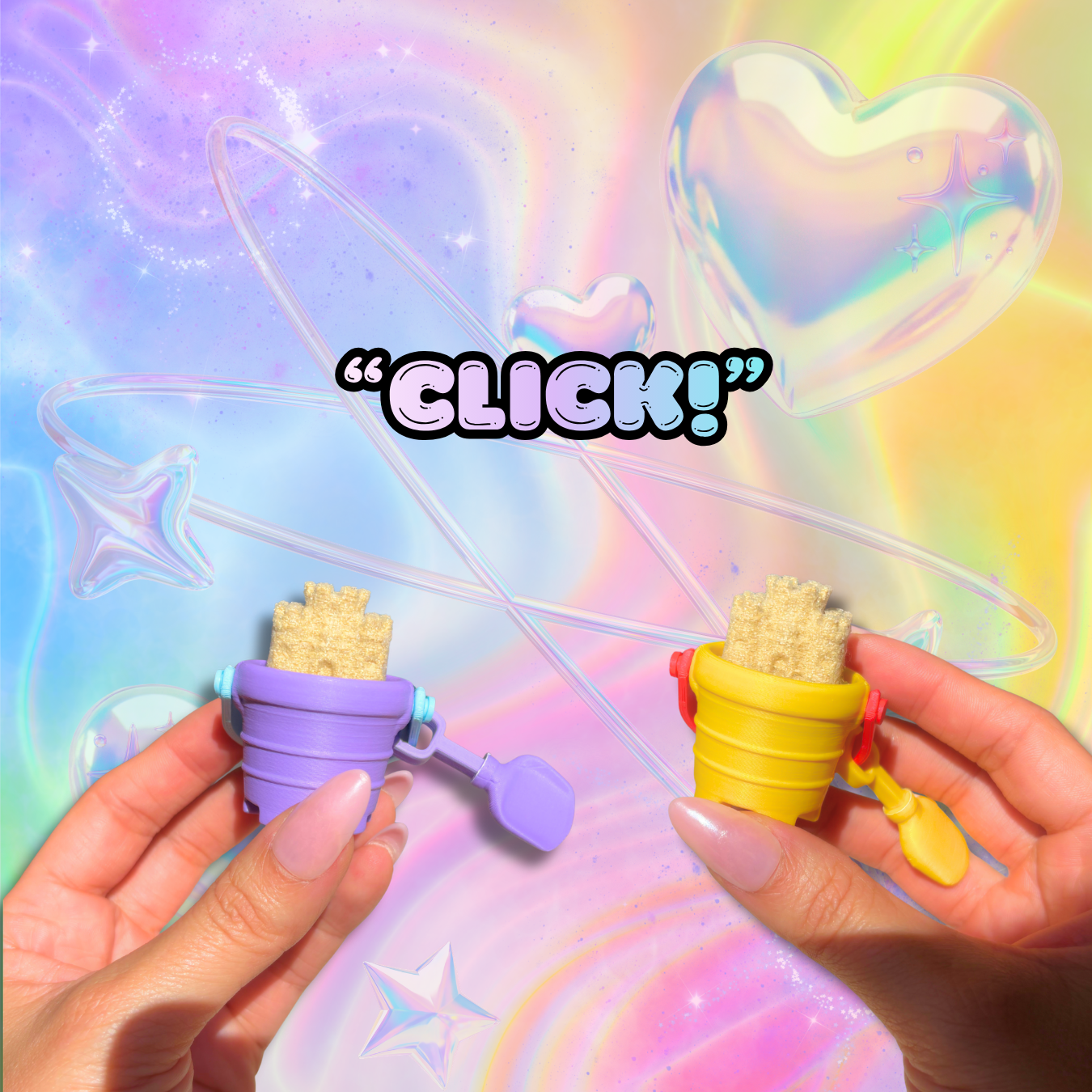Sandcastle Bucket with Shovel Summer Fidget Clicker : Satisfying Fidget Toys