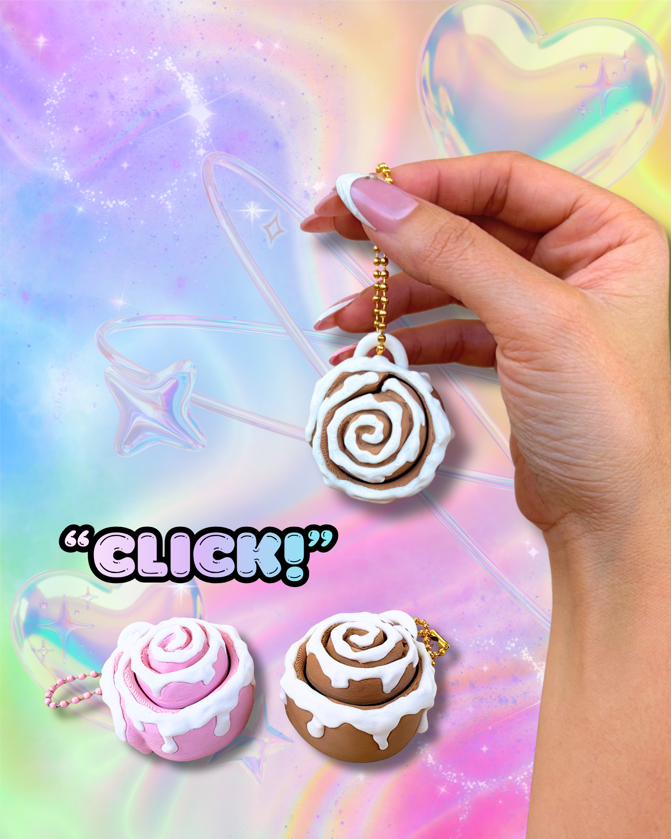 Sweet Treat Kawaii Cinnamon Roll Fidget Clicker : Satisfying Fidget Toys