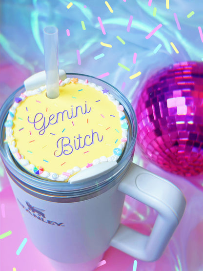 CUSTOM Zodiac Fake Cake Birthday Bitch Tumbler H2.0 Cup Topper 40oz | 30oz | 20 oz