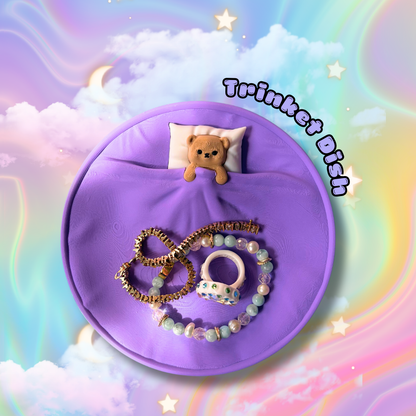 Sleepy Teddy Trinket Dish: Custom Color Tray 5"
