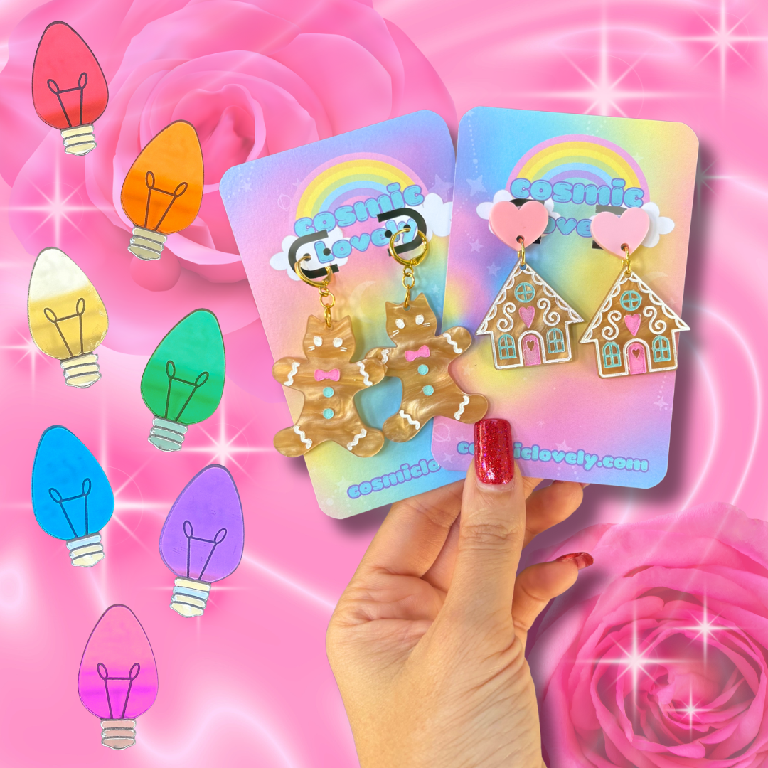 Pastel Gingerbread Kitty Earrings