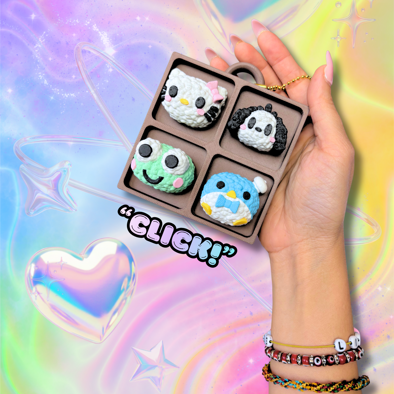 San HK Cat Dog Penguin Frog Sushi Box Fidget Clicker : Satisfying Foodie Sensory Toys
